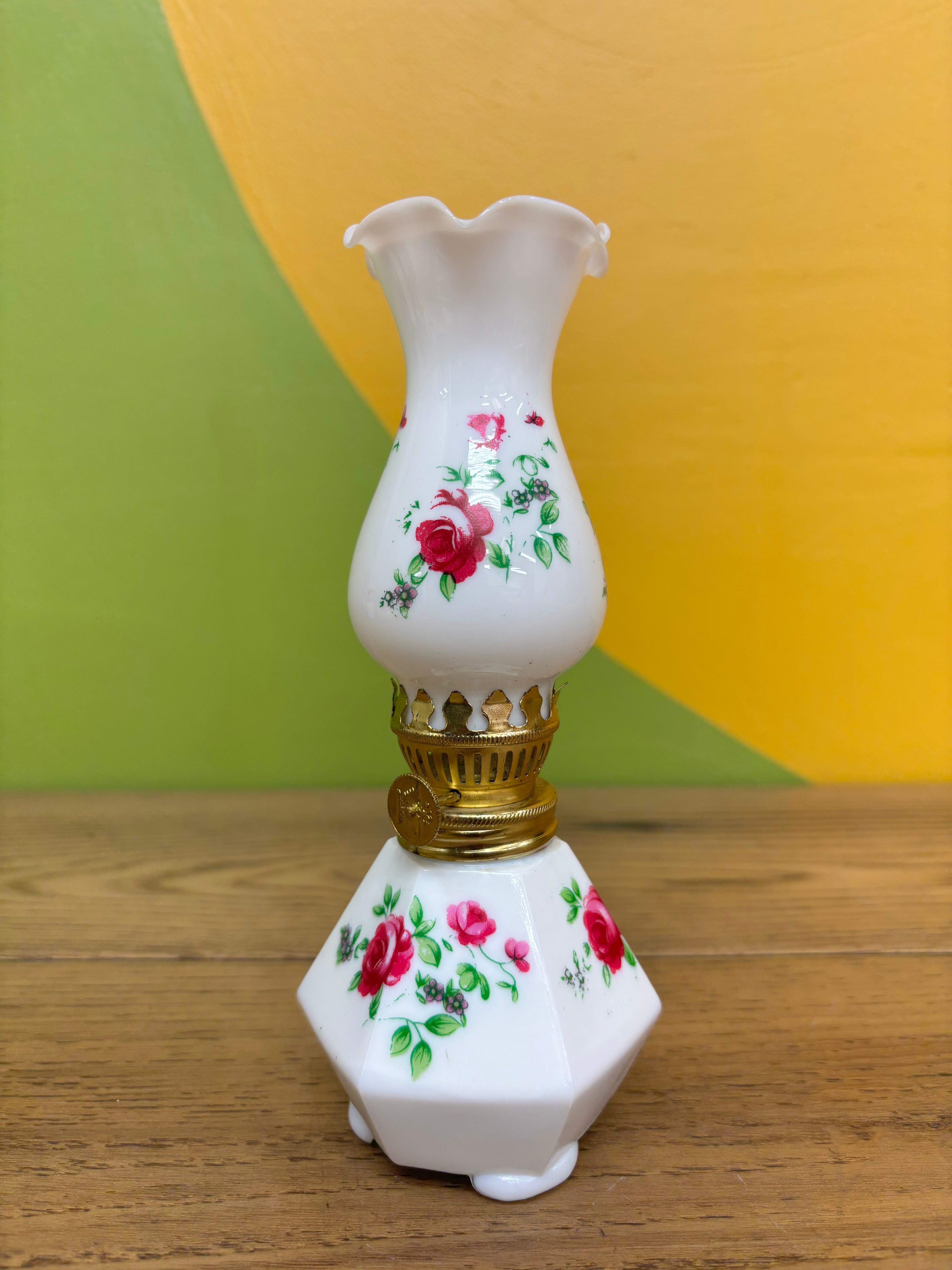 Small Milk Glass Kerosene Lamp