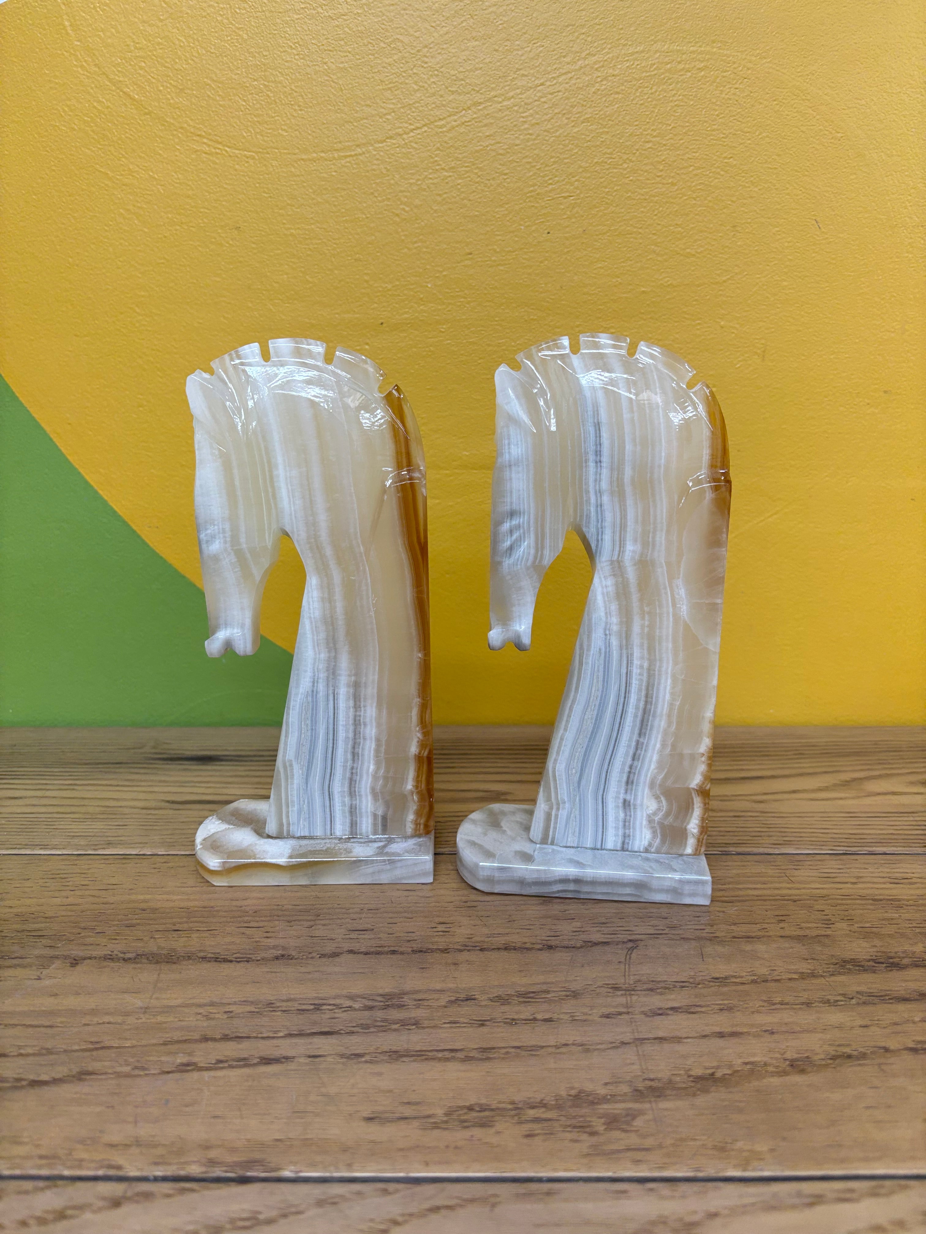 Onyx Horse Head Bookends