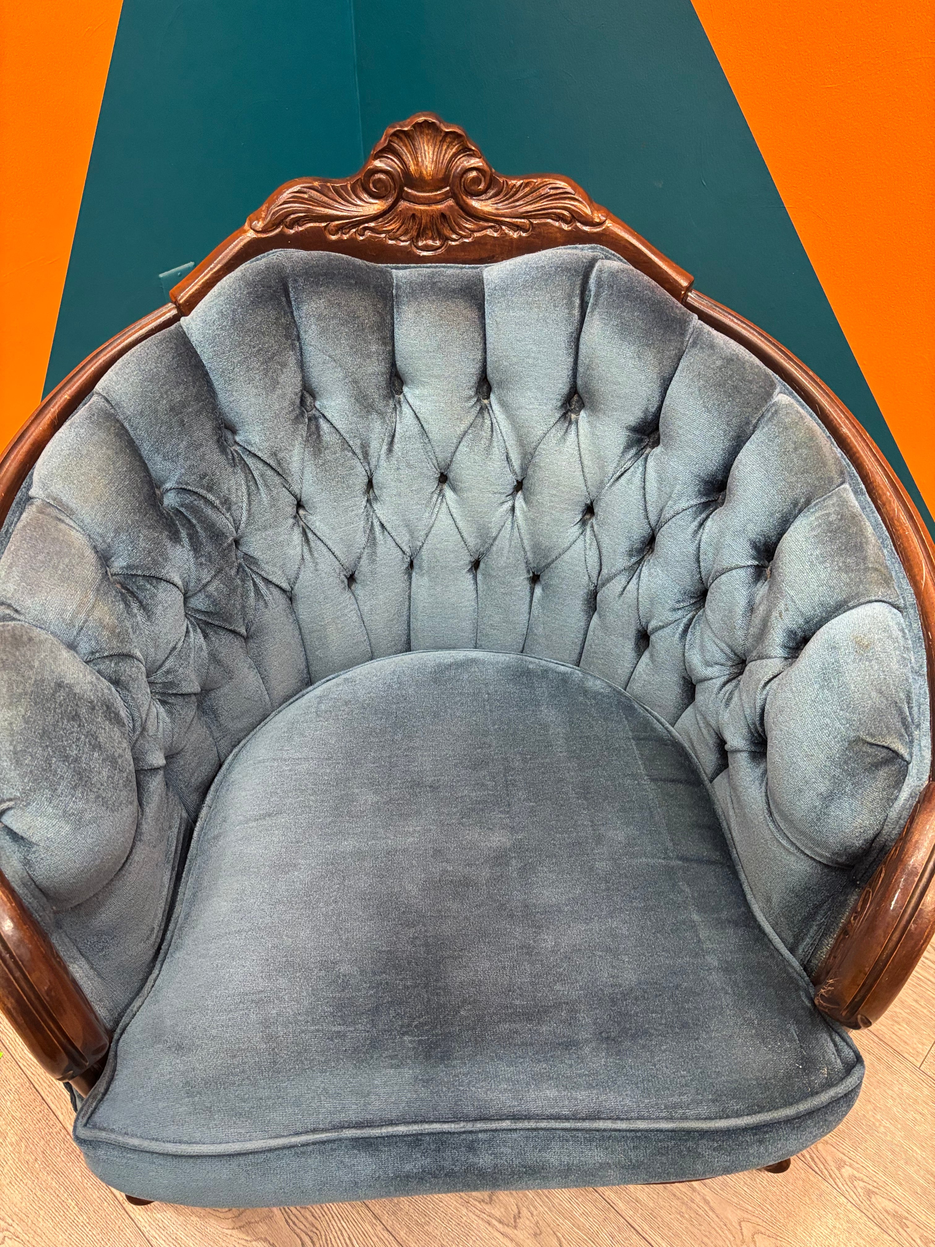 Royal Blue Velvet Armchair