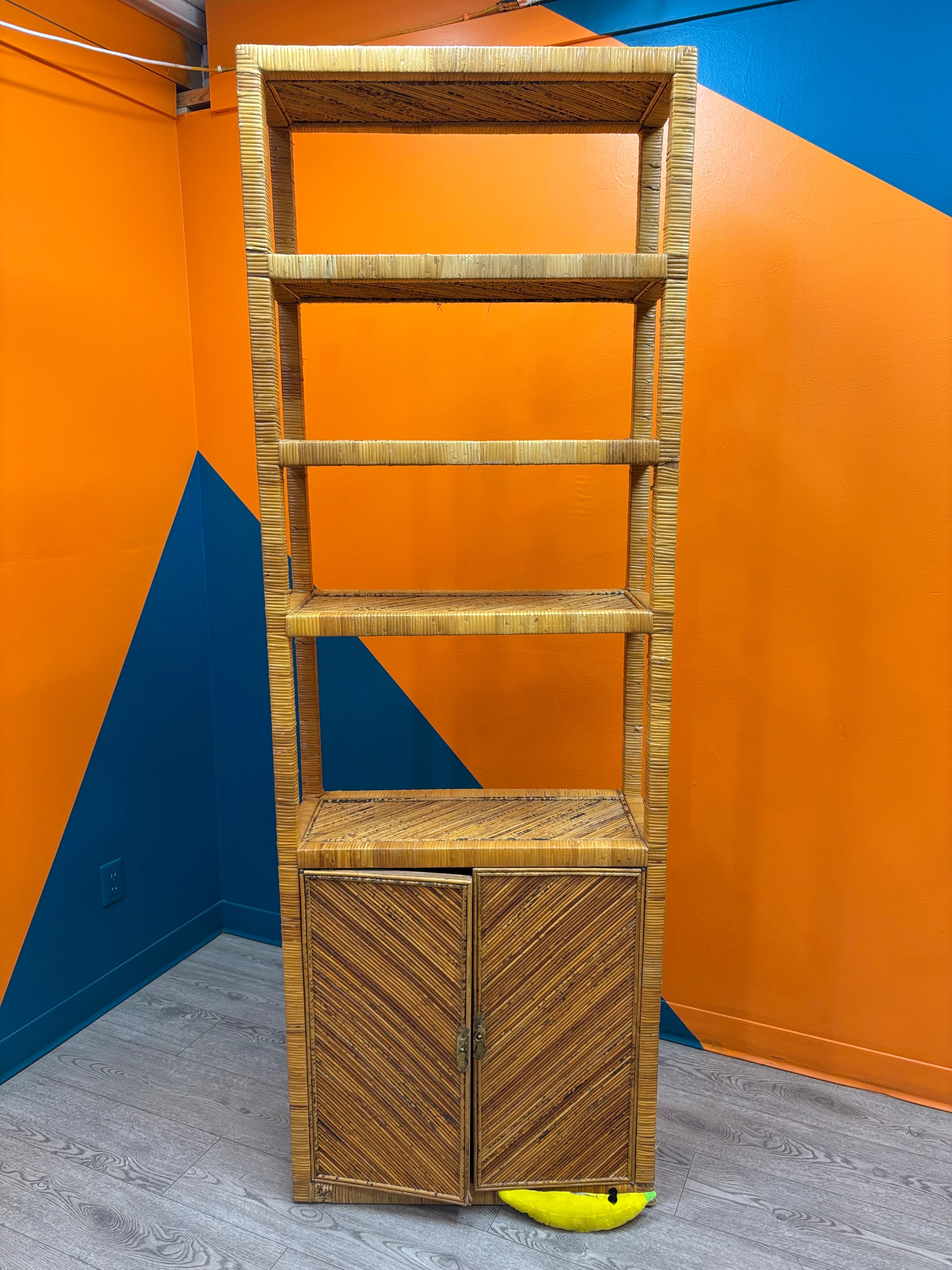 Tall Rattan Shelf