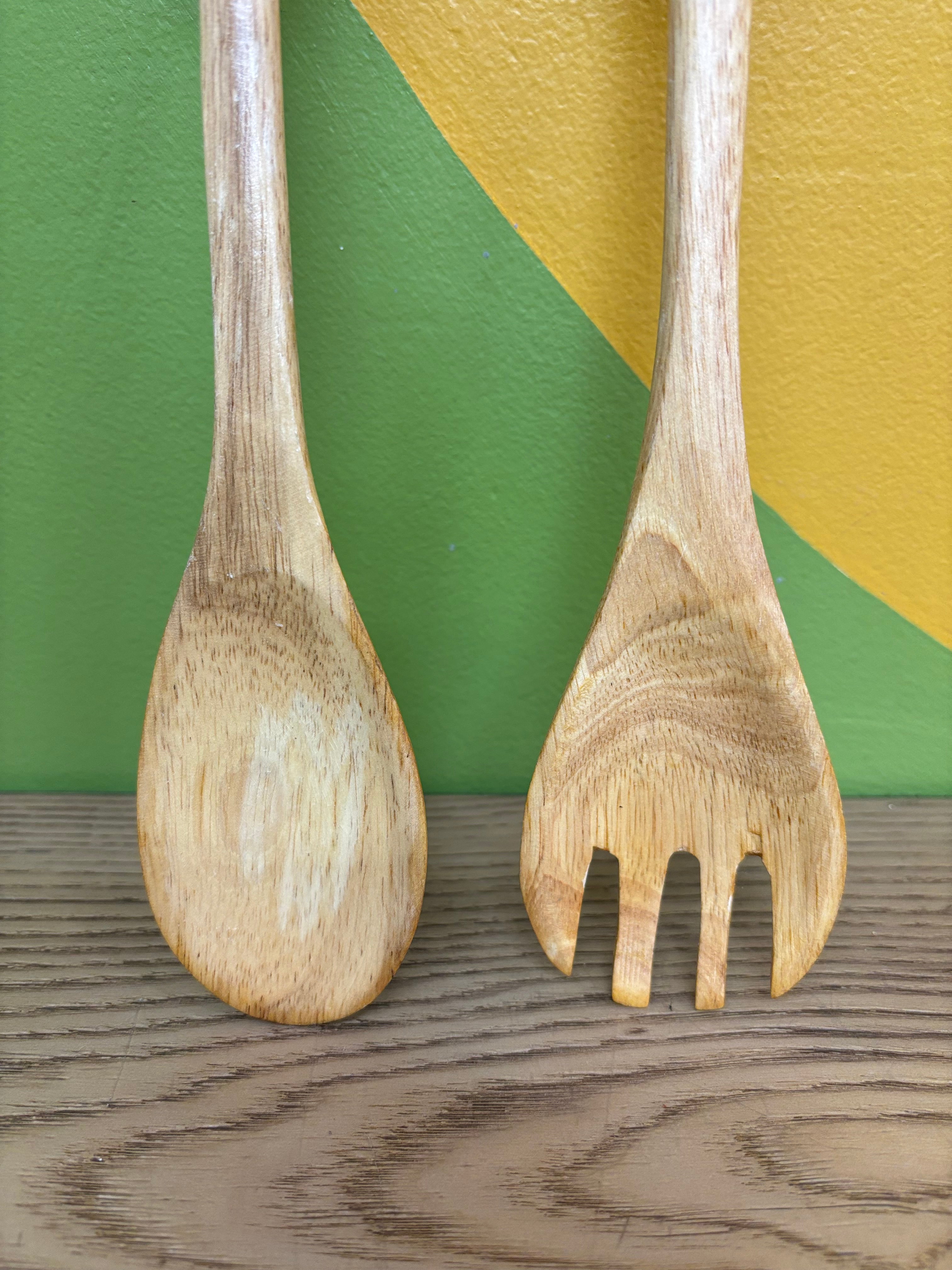 Wood Cow Salad Utensils