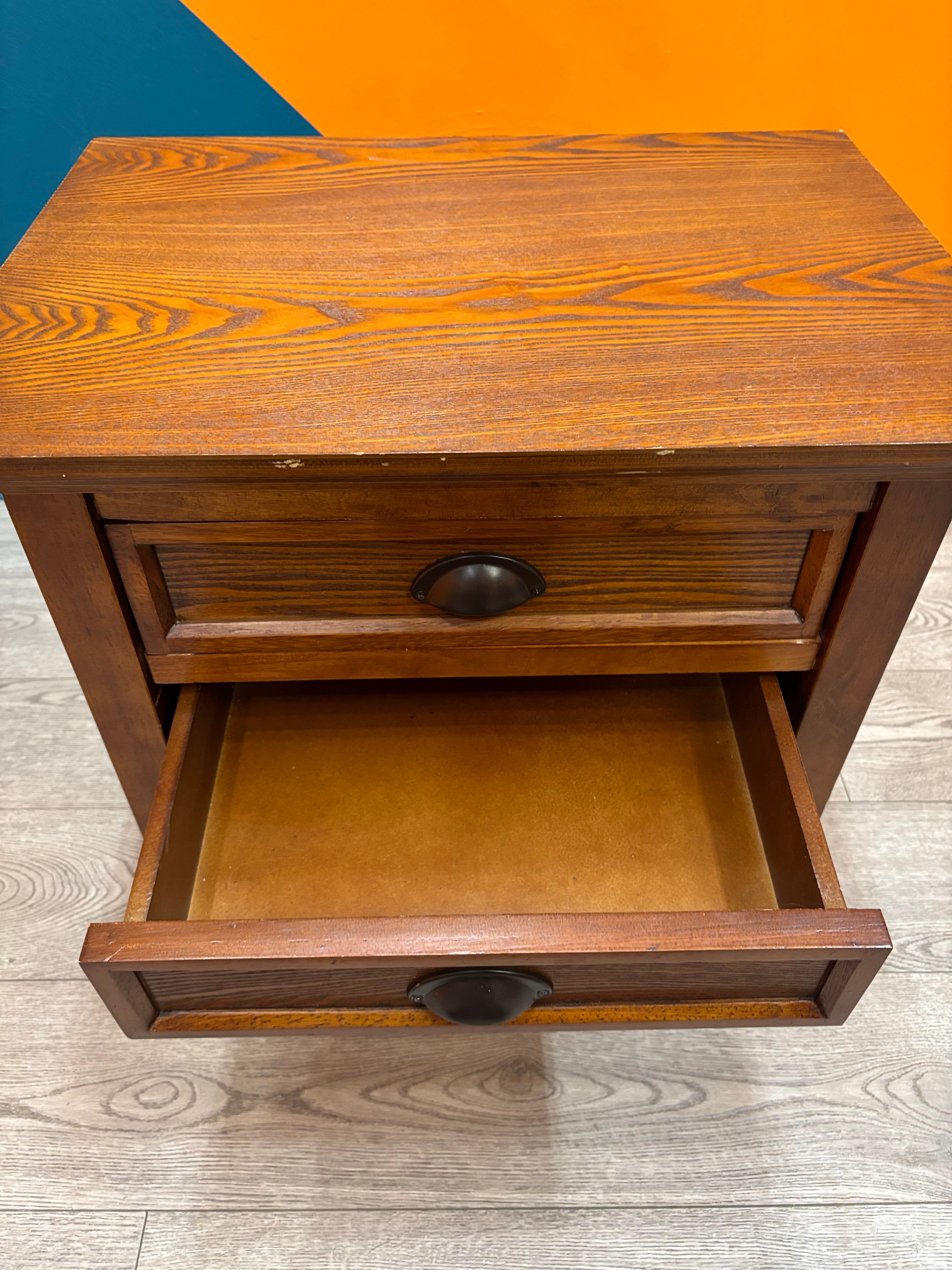 Wood Side Table with Drawers