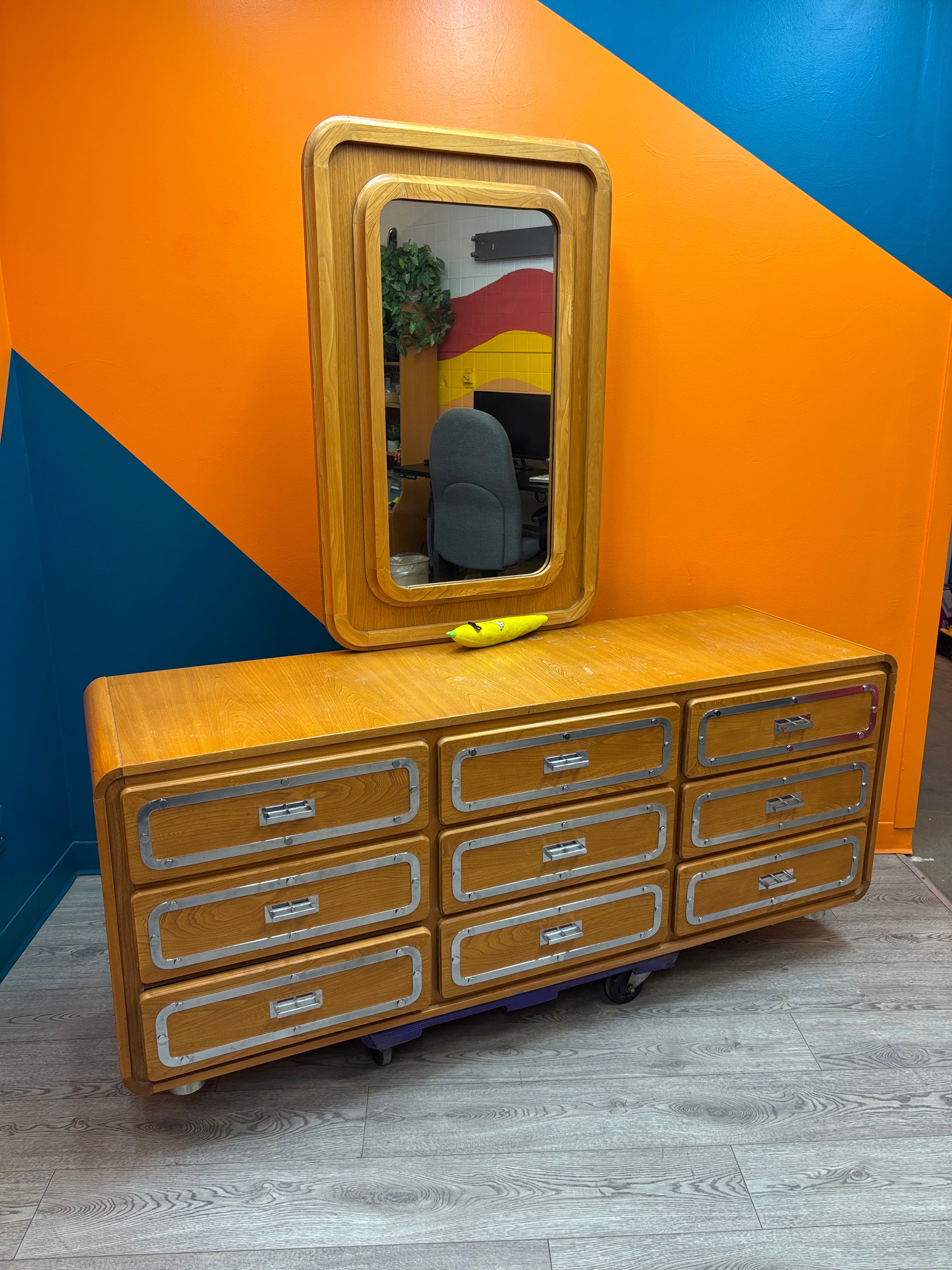 Large 9 Drawer Dresser with Mirror