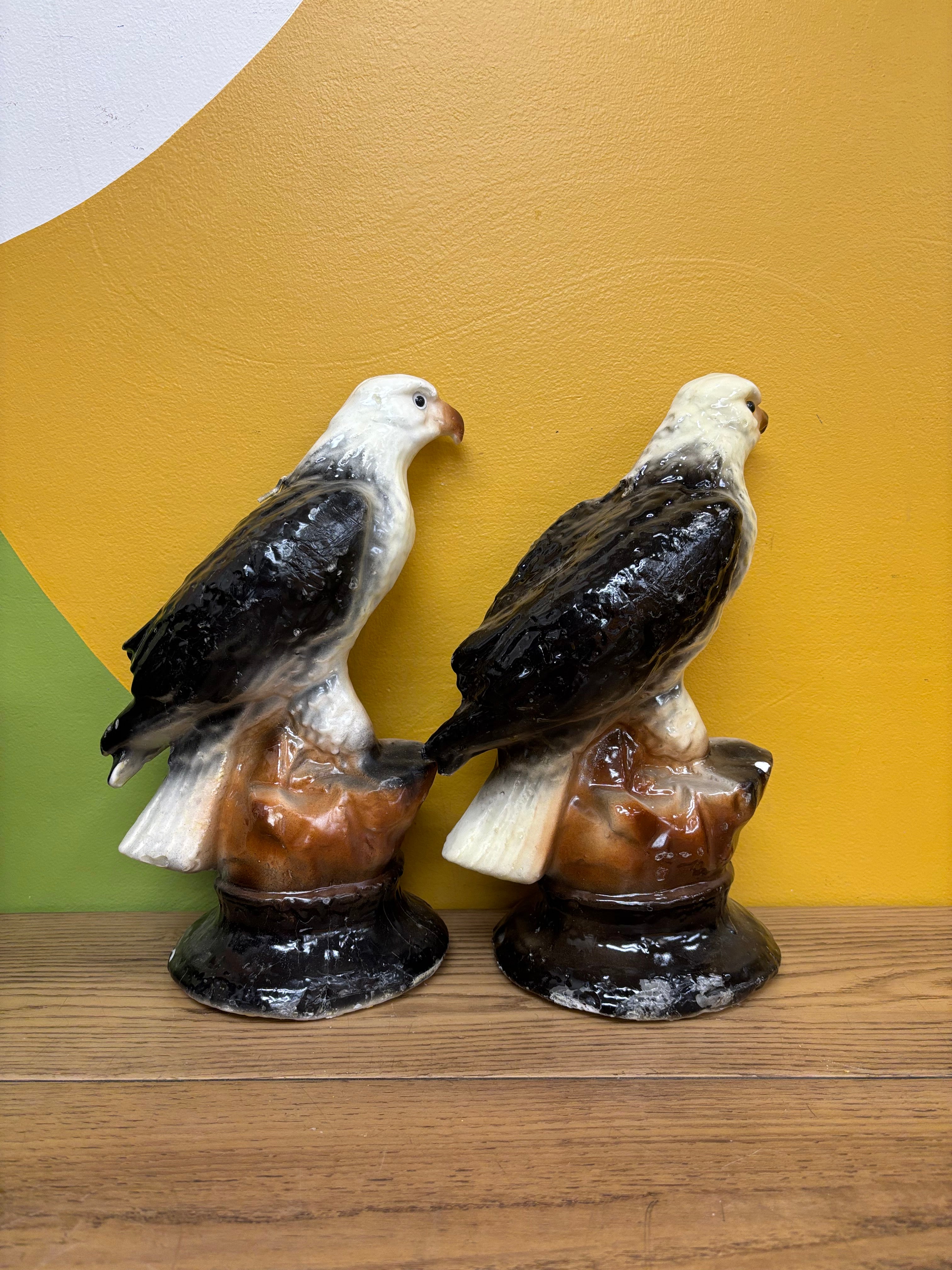 (2) Eagle Candle Sculptures