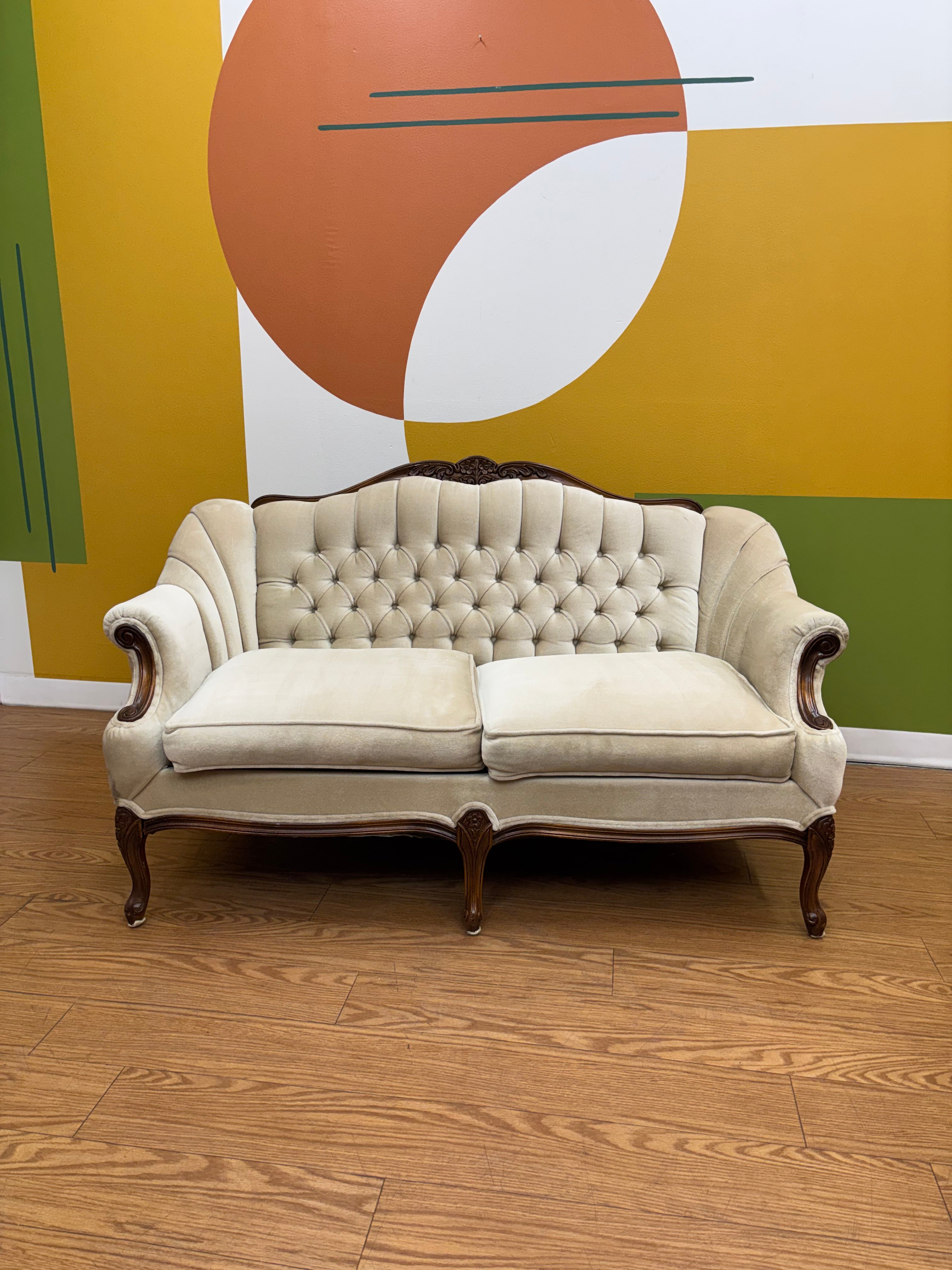 Tufted Cream Loveseat