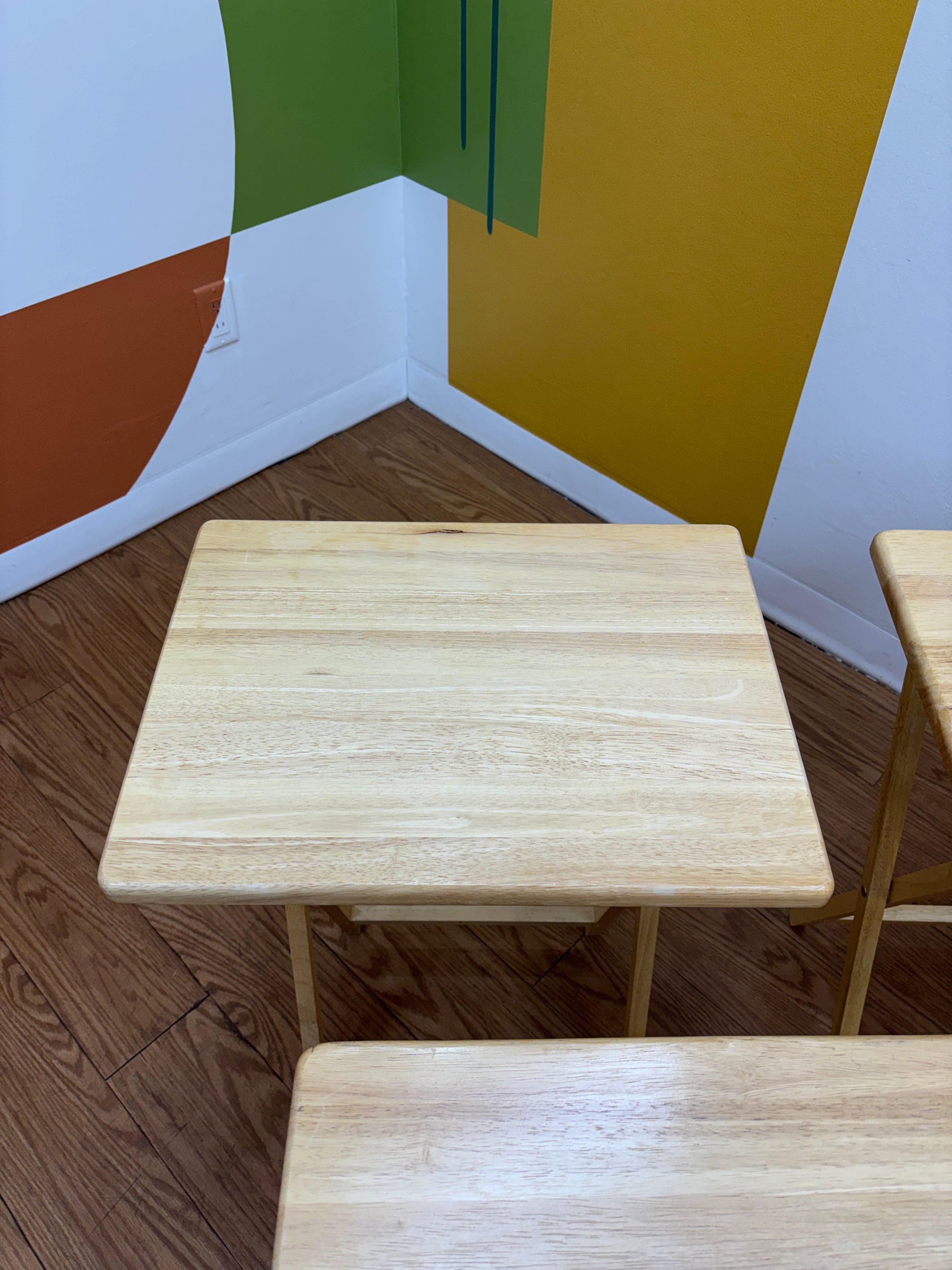 Set of 4 Wood TV Trays