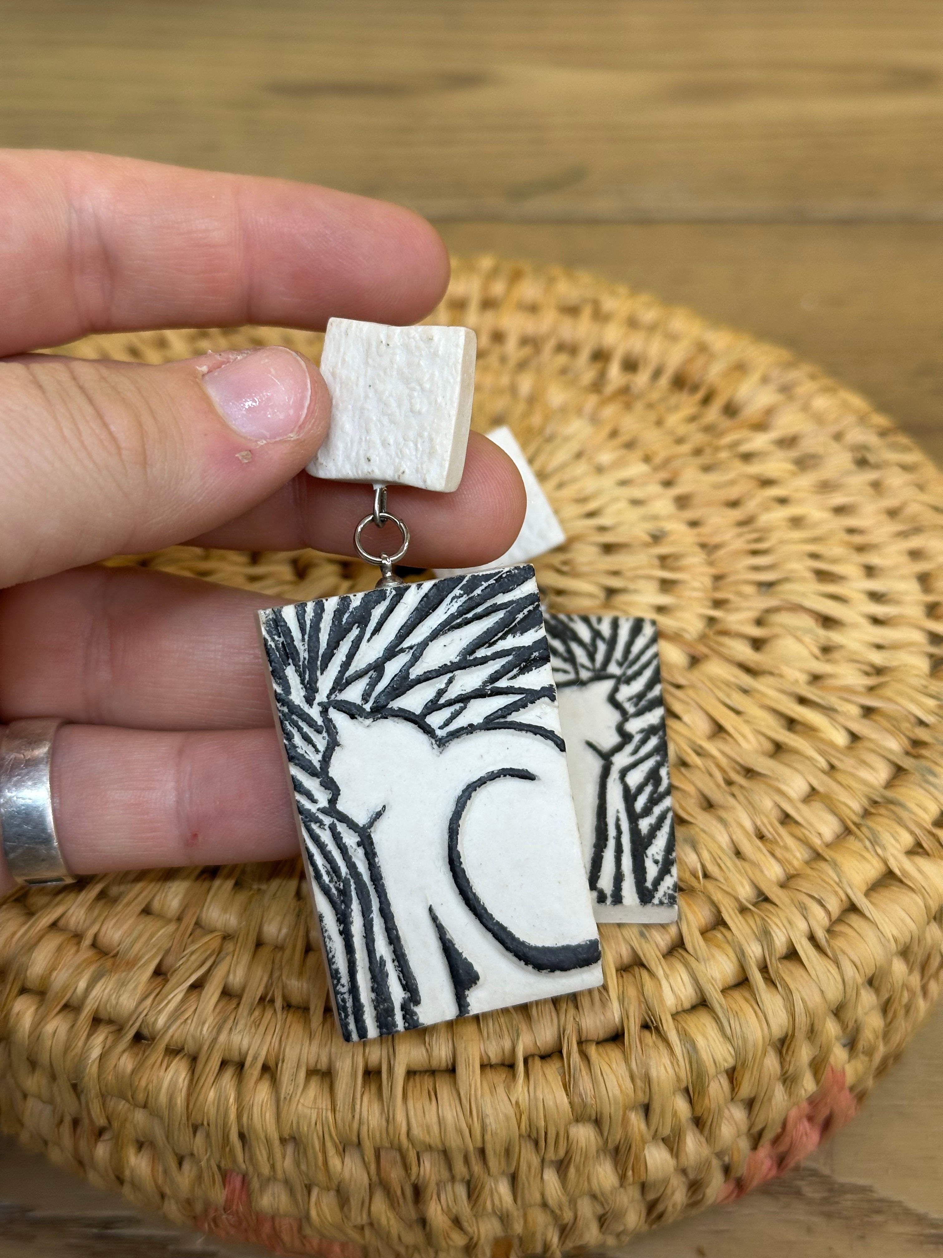 Clay Cat Earrings