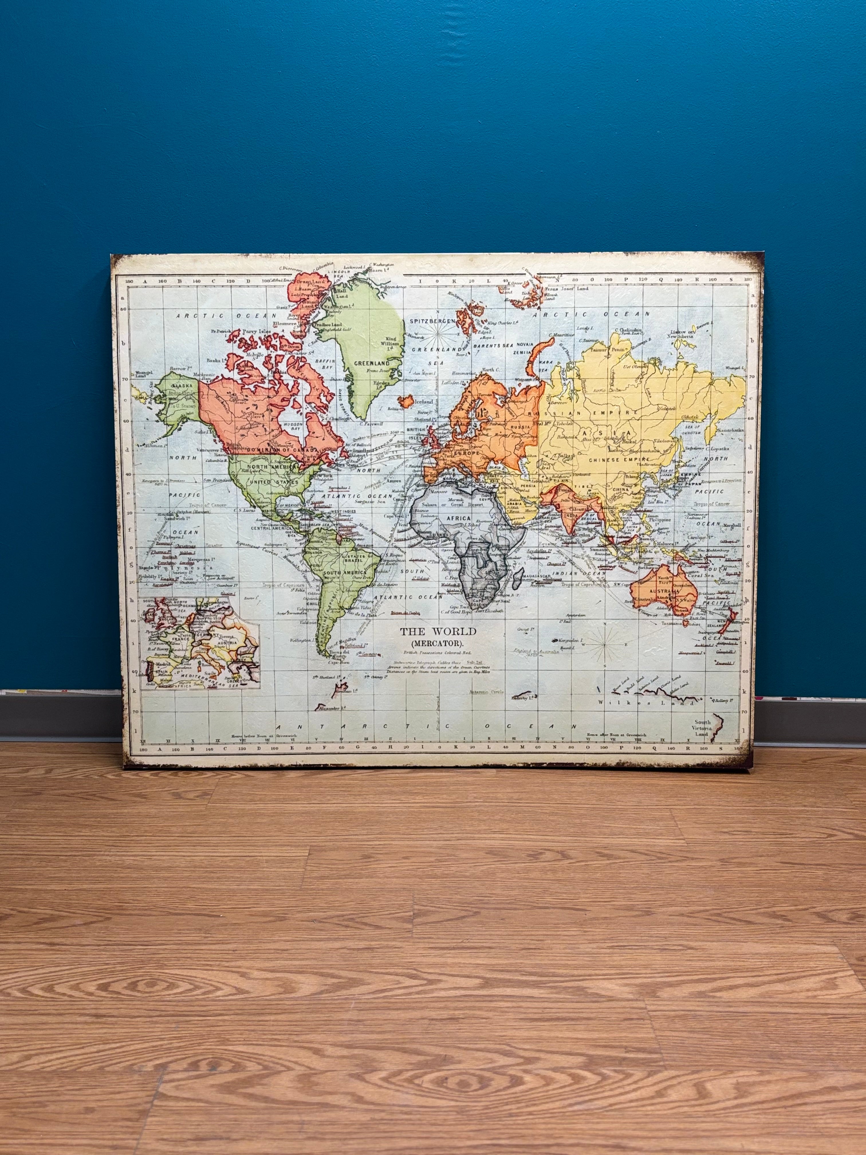 Large World Map on Canvas