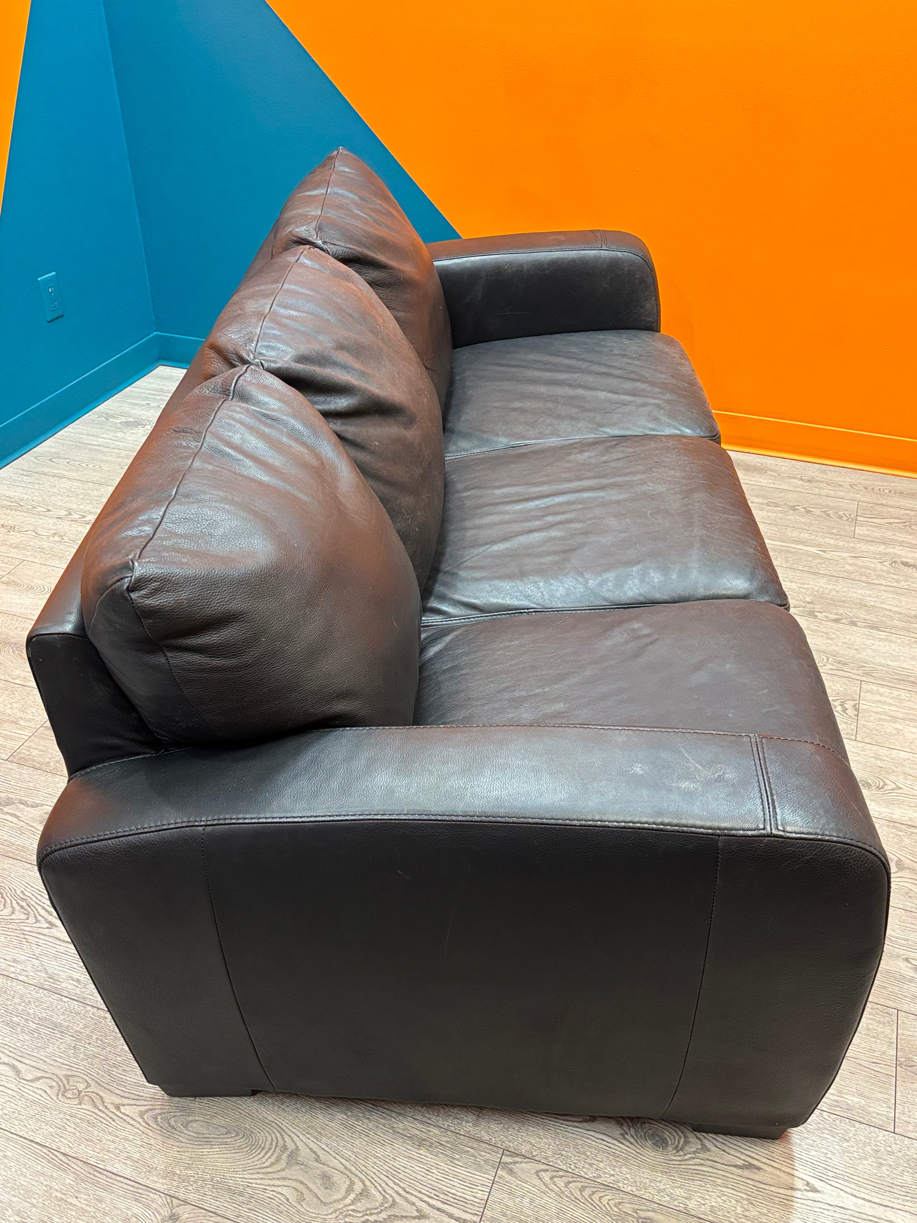 Black Leather Sofa (Natuzzi)