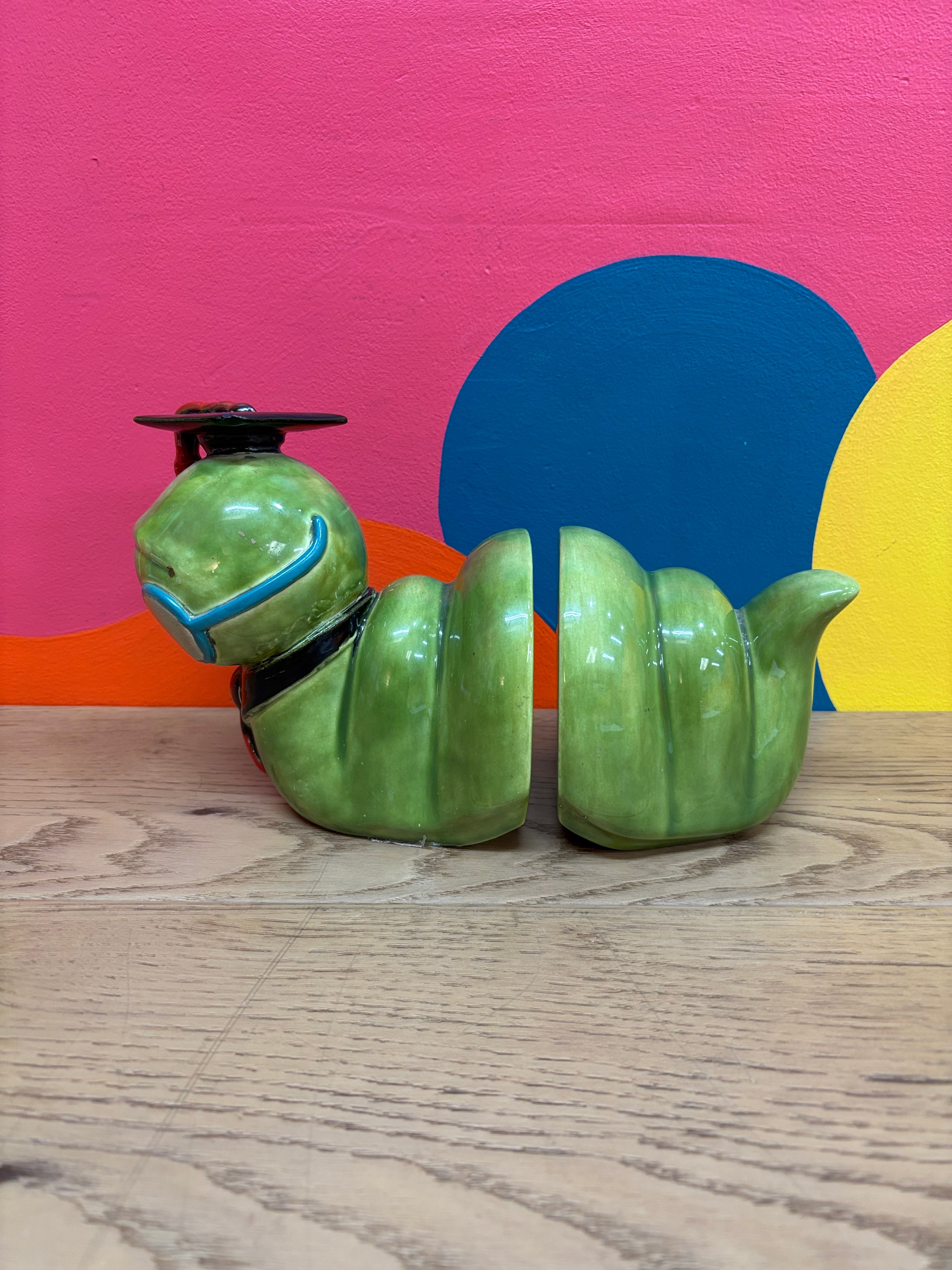 Ceramic Caterpillar Bookends (2)