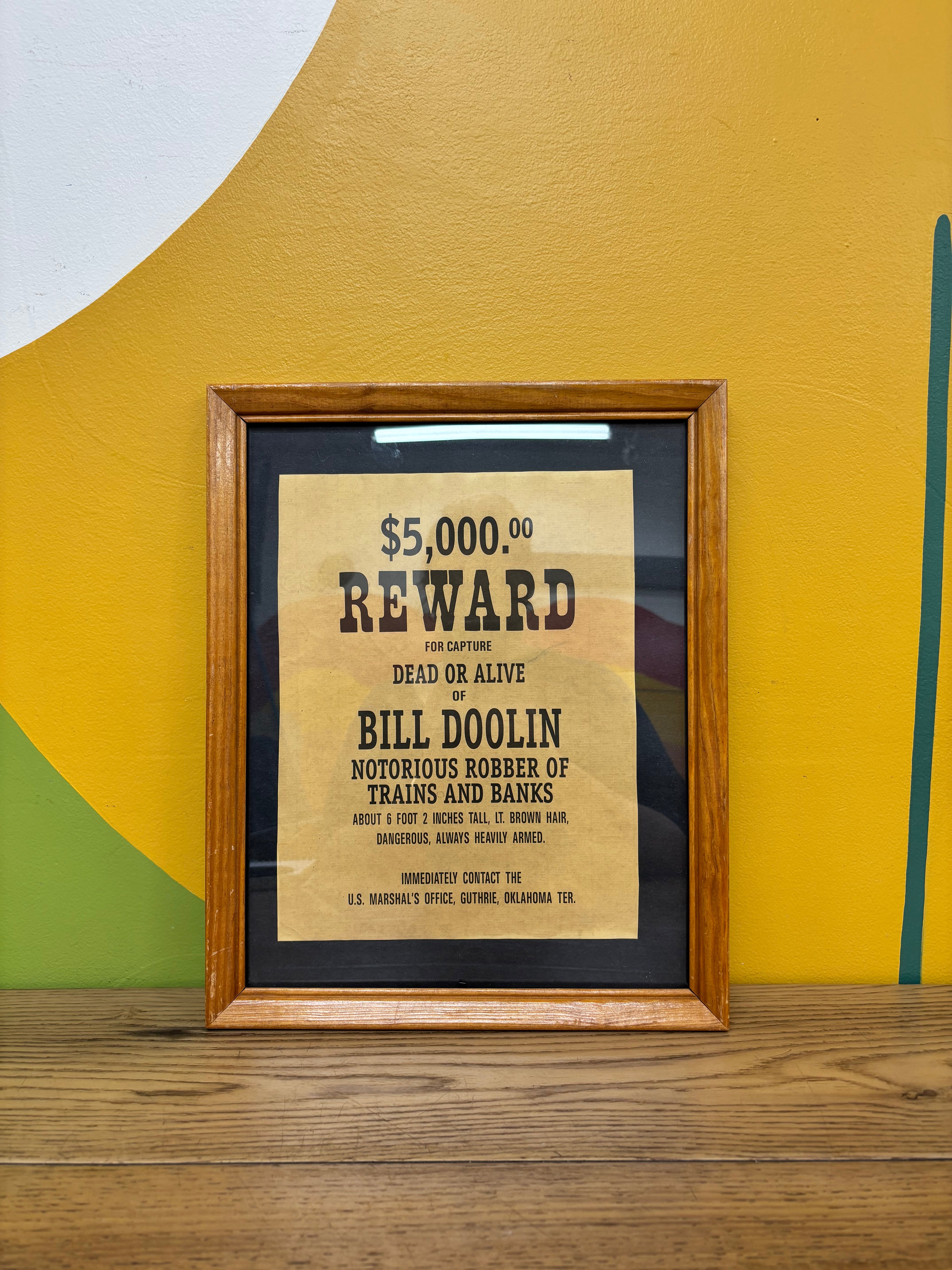 Framed Bill Doolin Wanted Poster