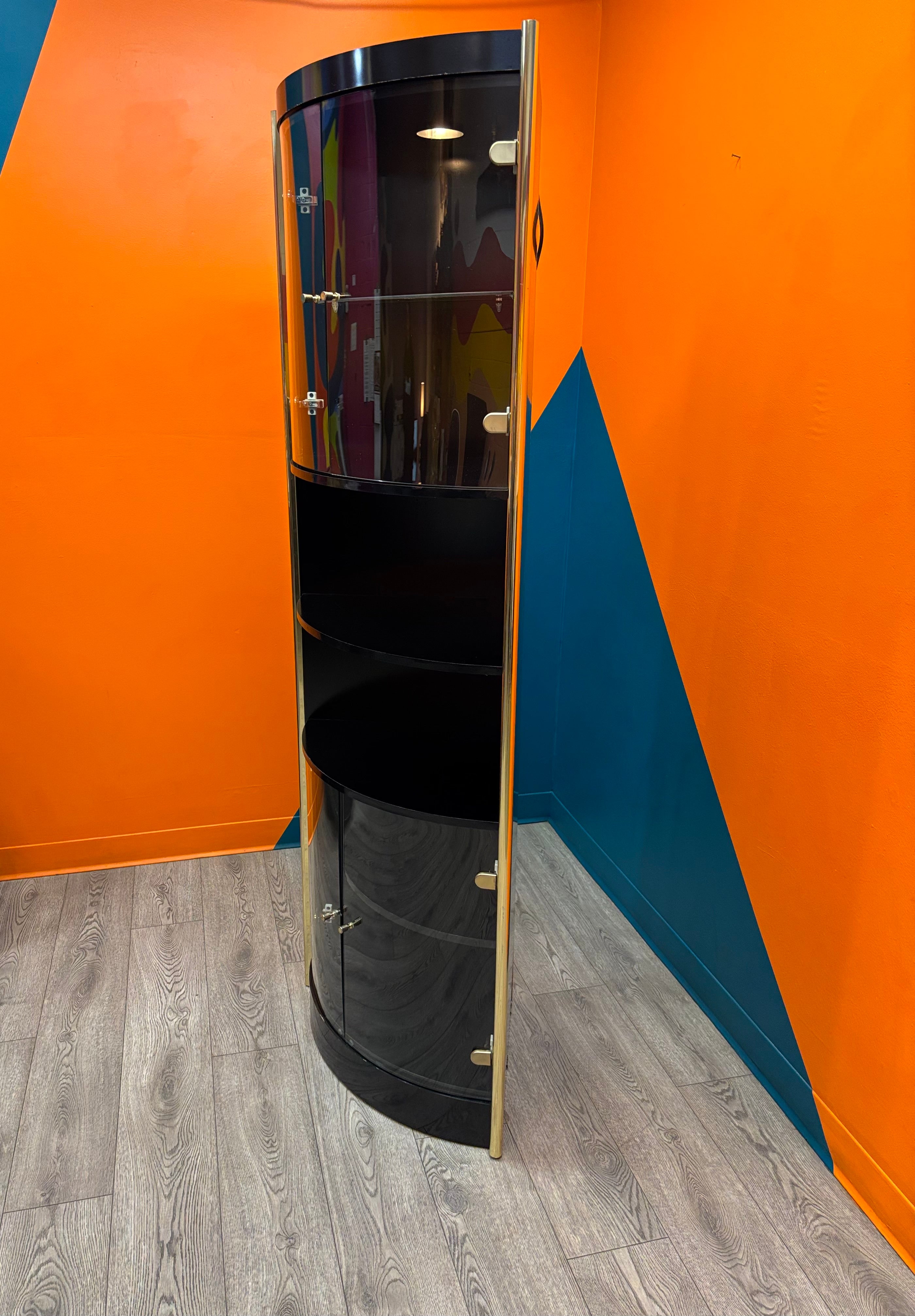 Black Glass Corner Display Cabinet