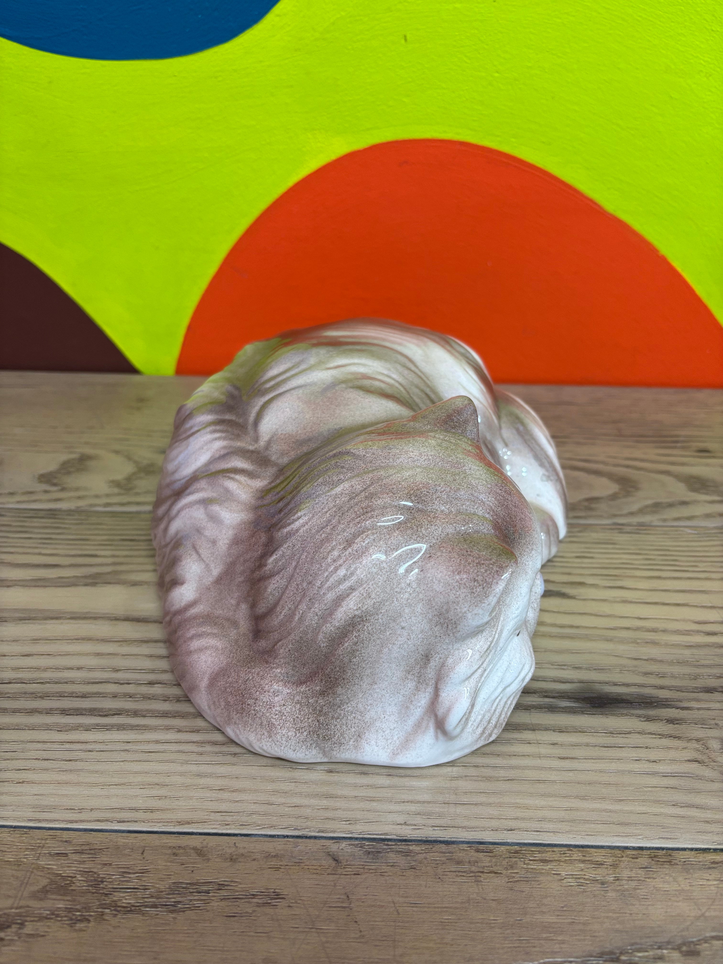 Ceramic Sleeping Cat Statue