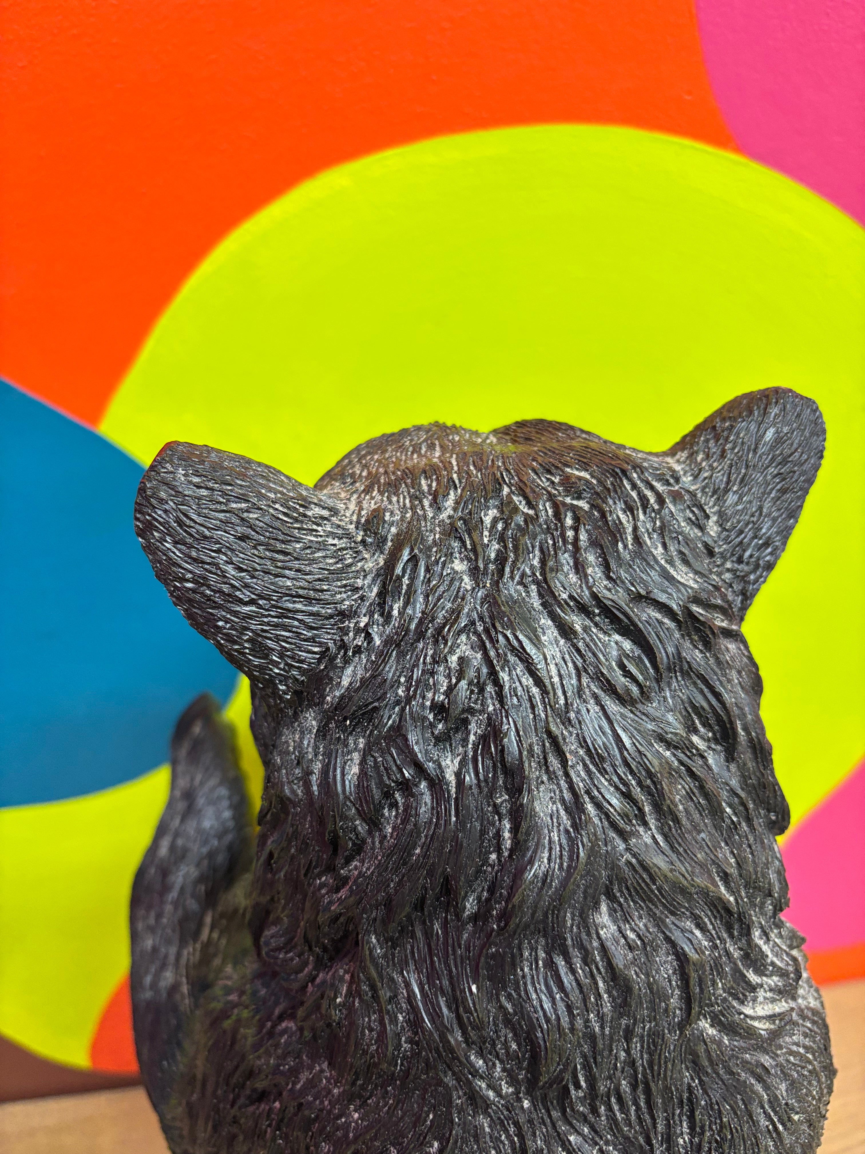 Small Standing Black Bear Toilet Paper Holder