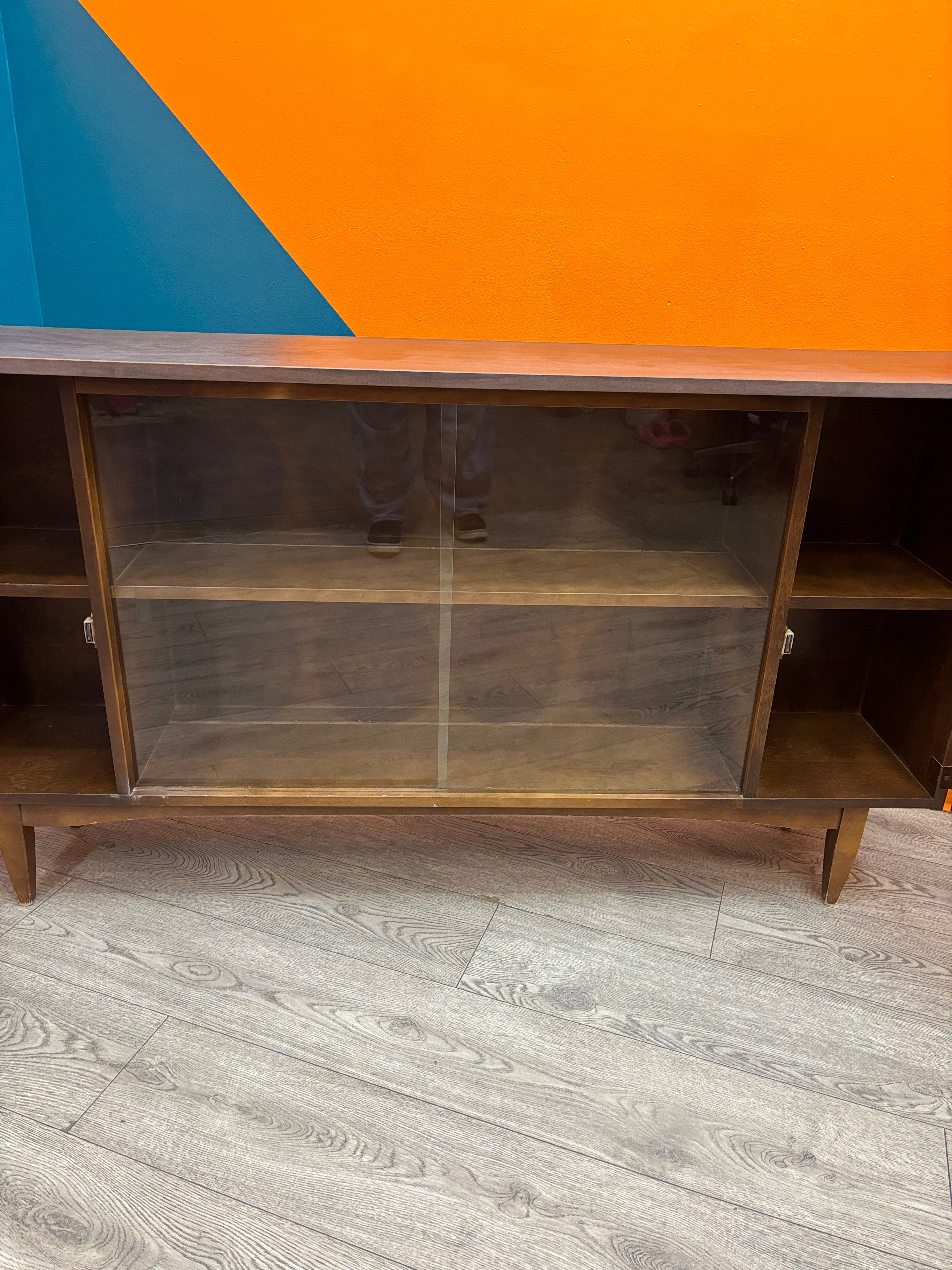 Wood Cabinet with Glass Doors