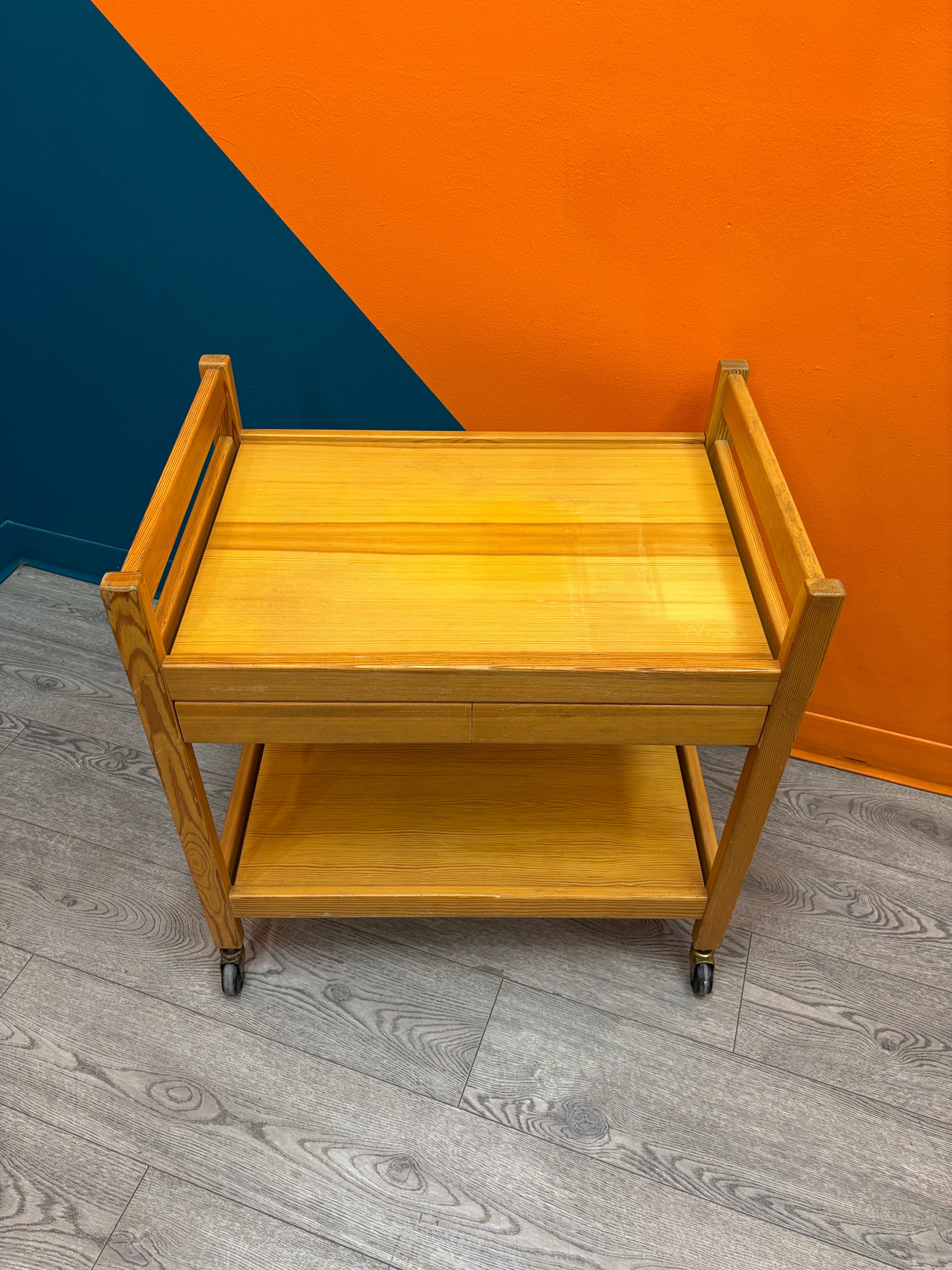 Wood Rolling Cart with Drawers