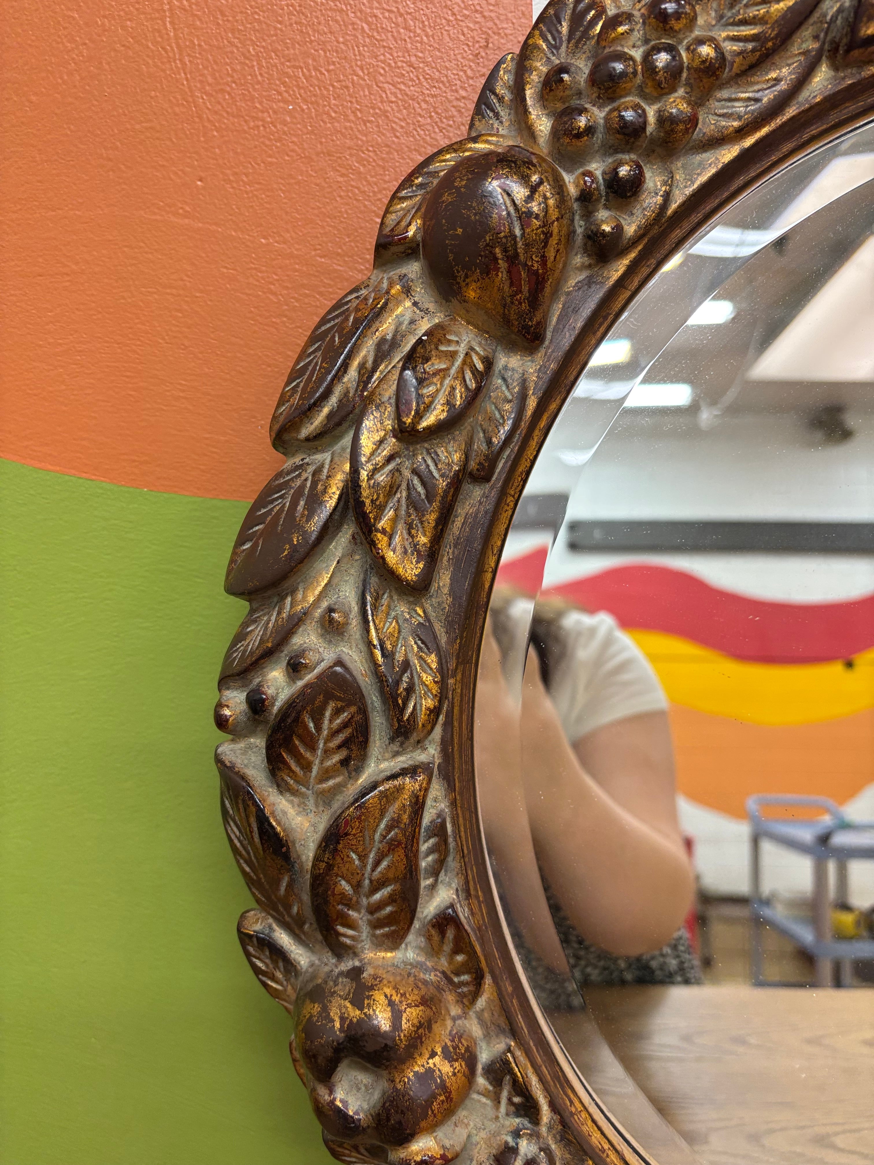 Round Gold Framed Mirror