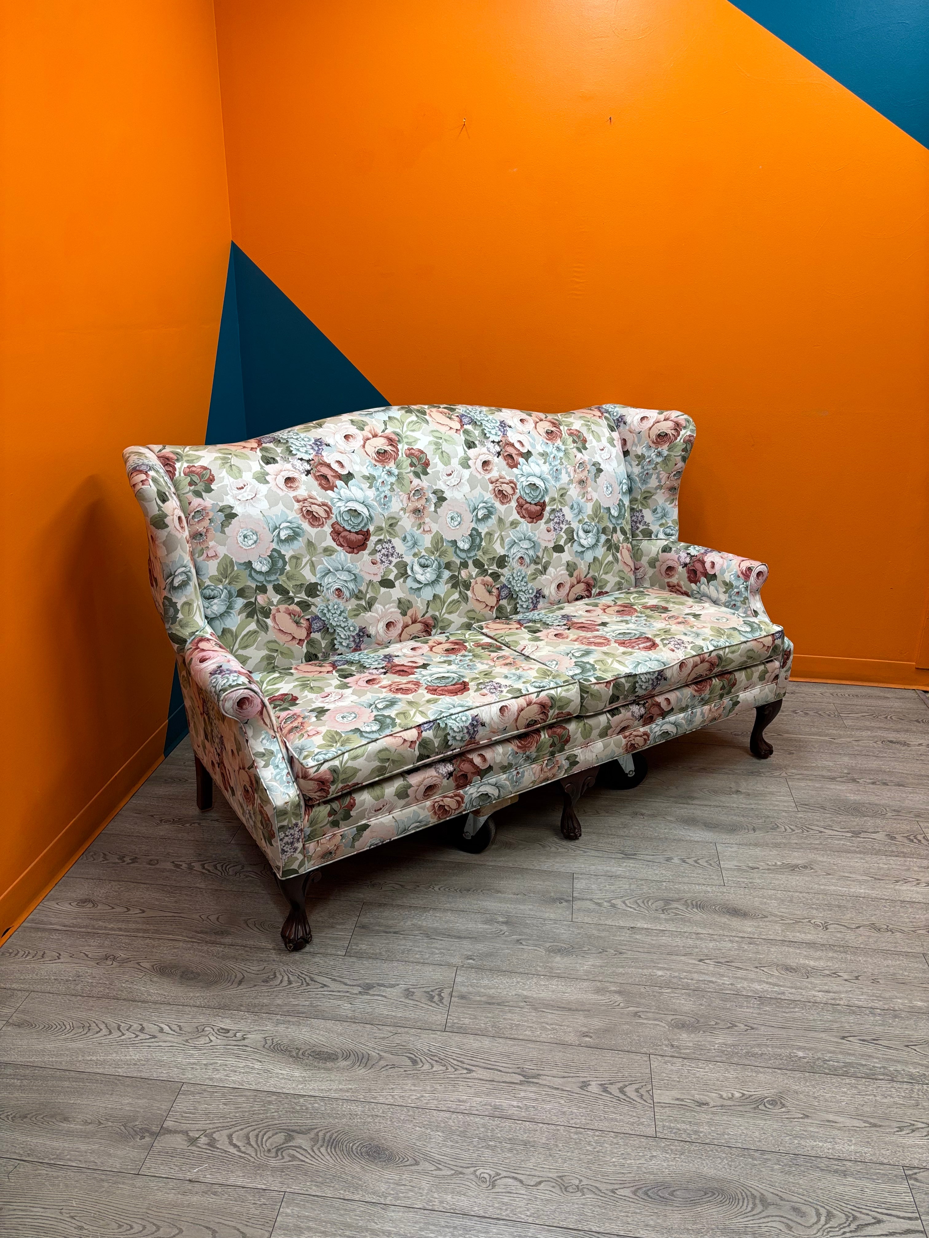 Floral Wingback Loveseat