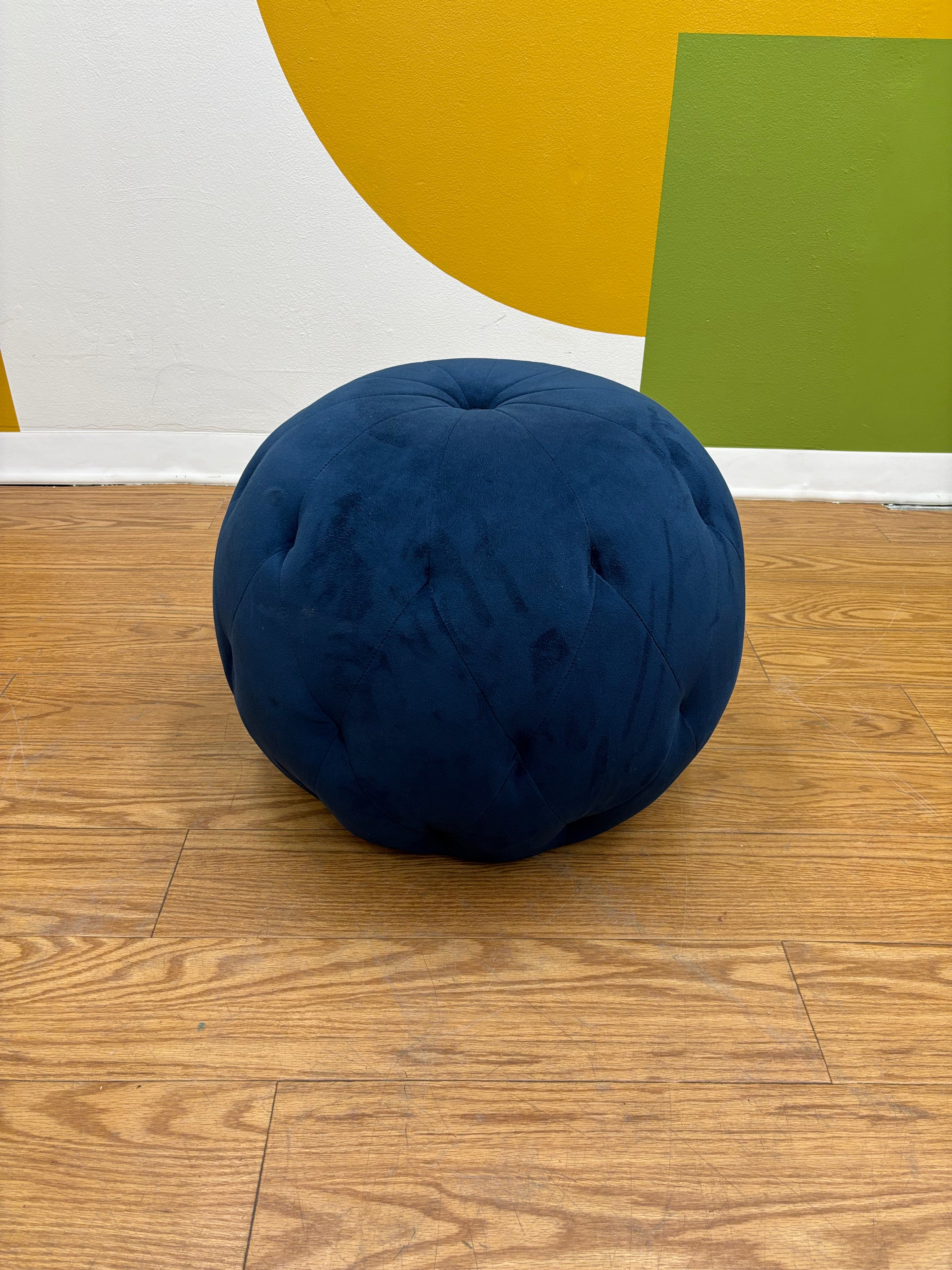 Blue Velvet Tufted Stool (2 available)