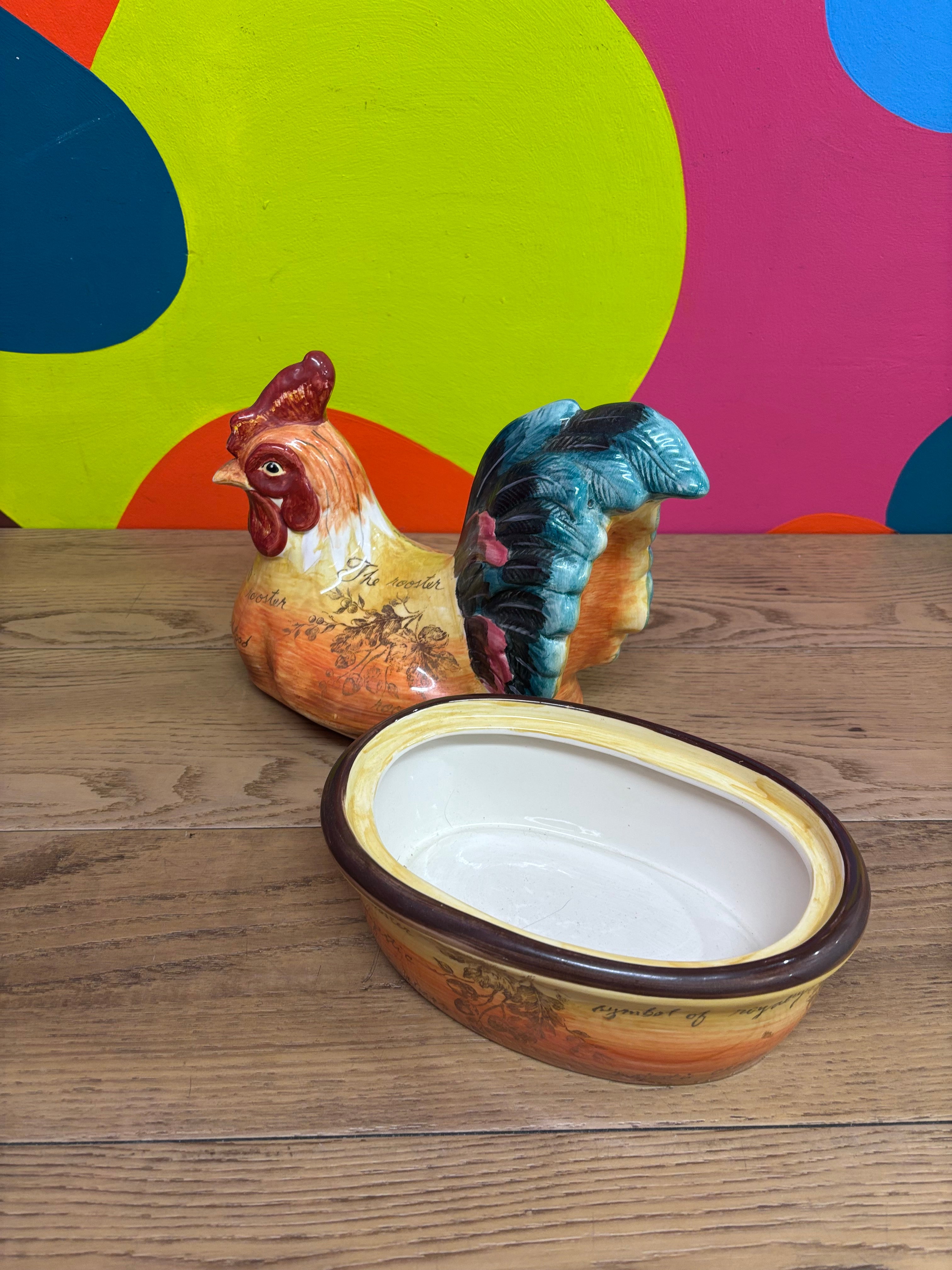Hand Painted Rooster Jar