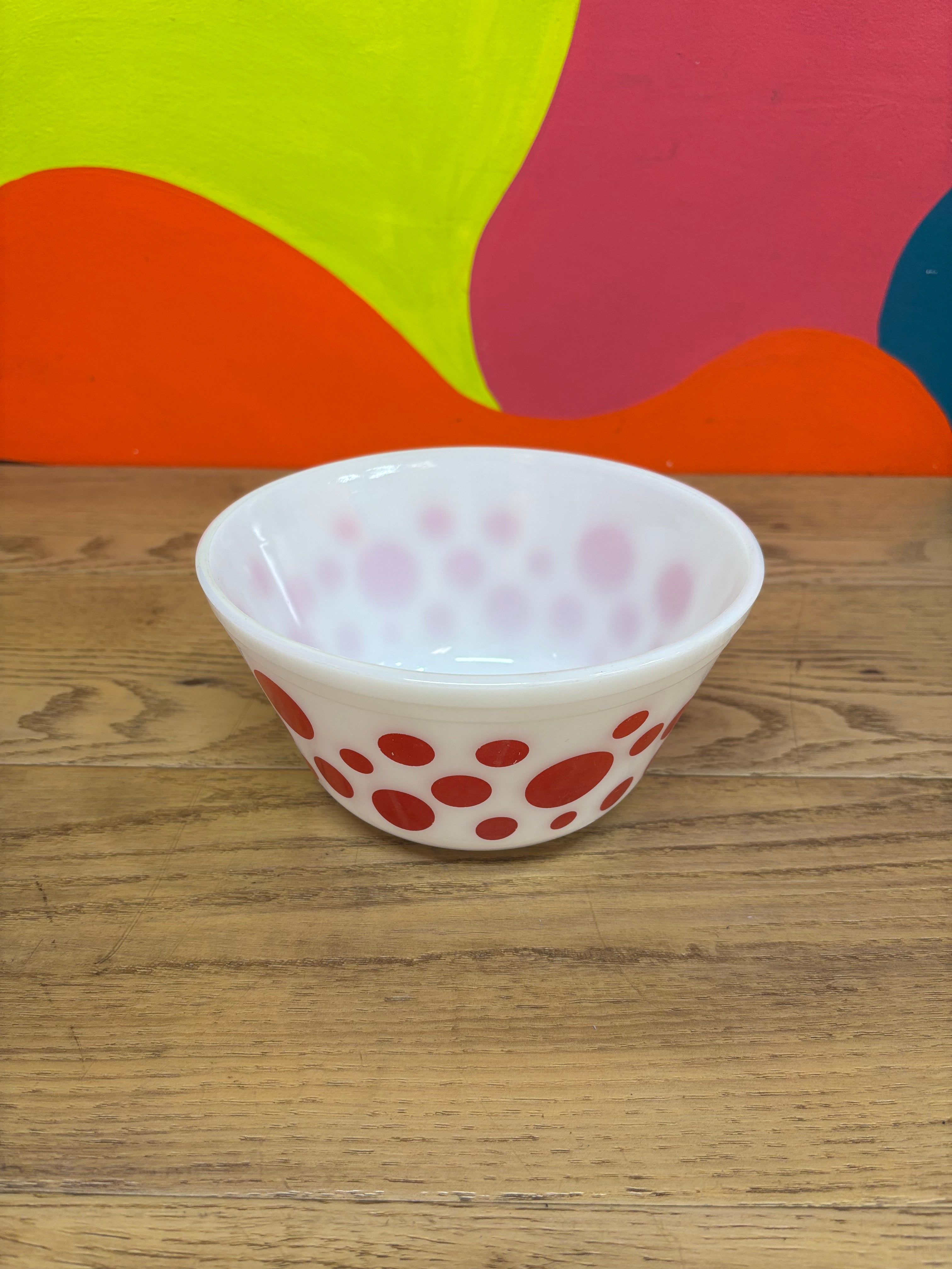 Red Polka Dot Fire King Mixing Bowl