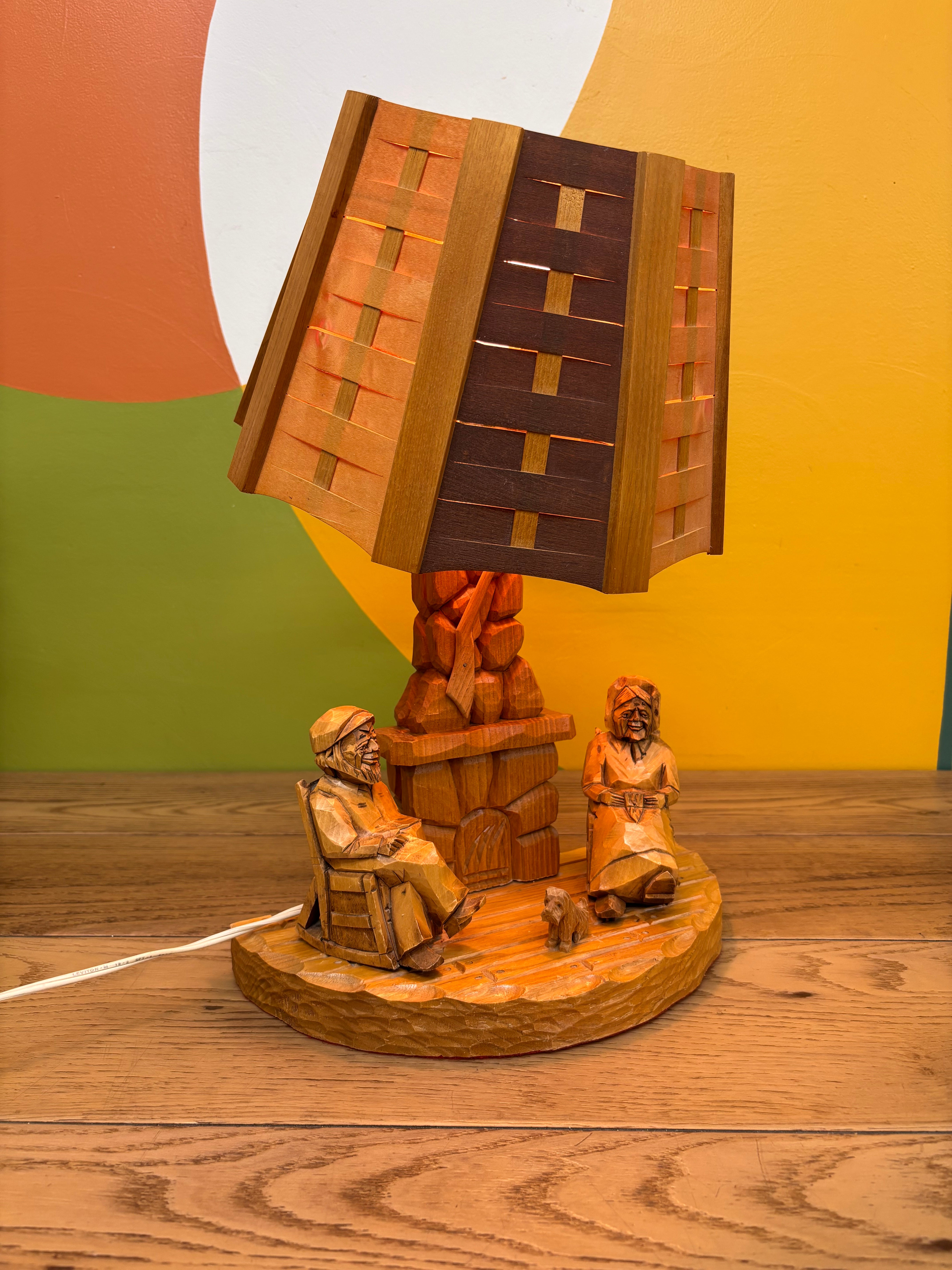 Carved Wood Lamp