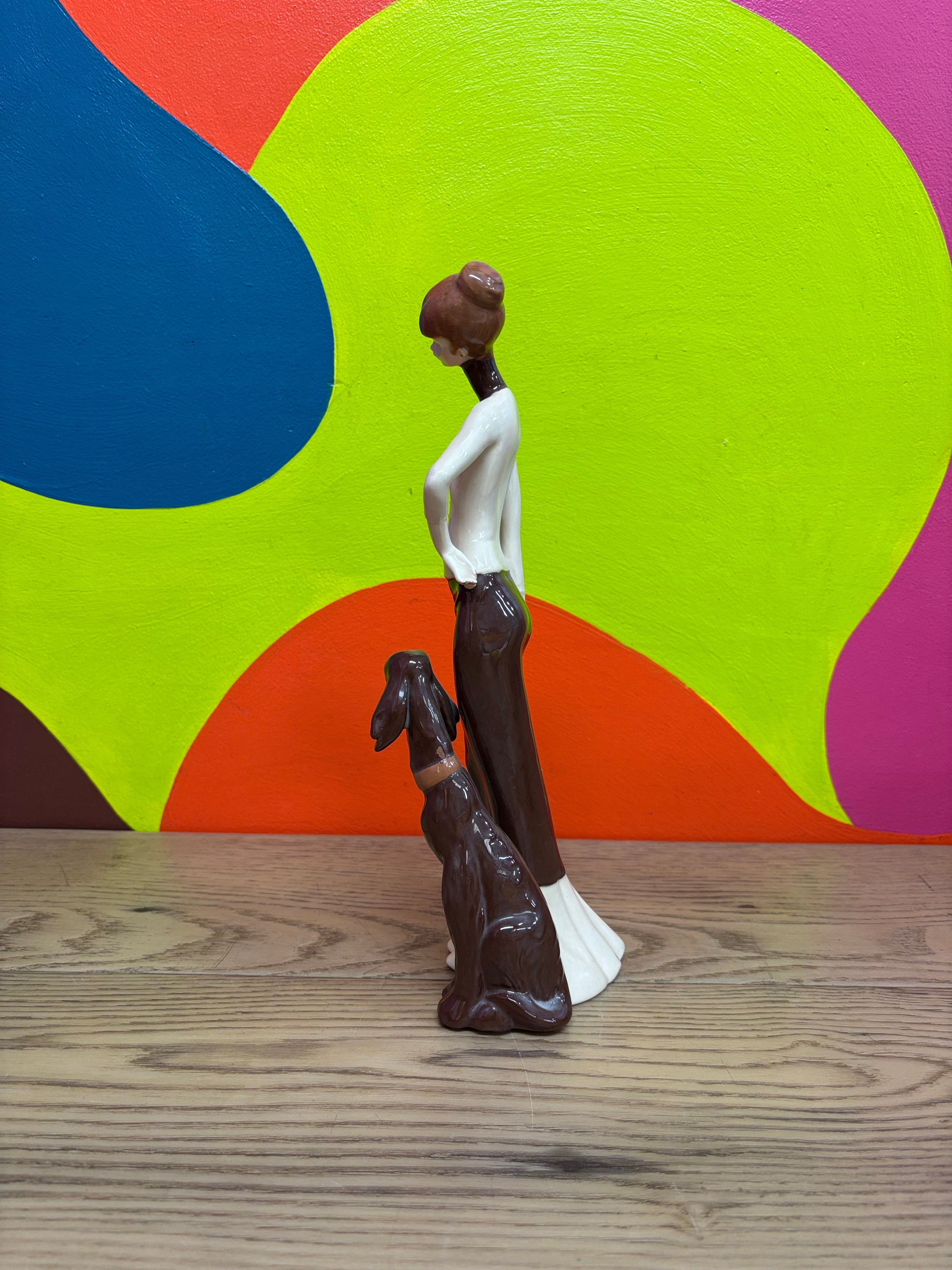 Lady & Dog Figurine