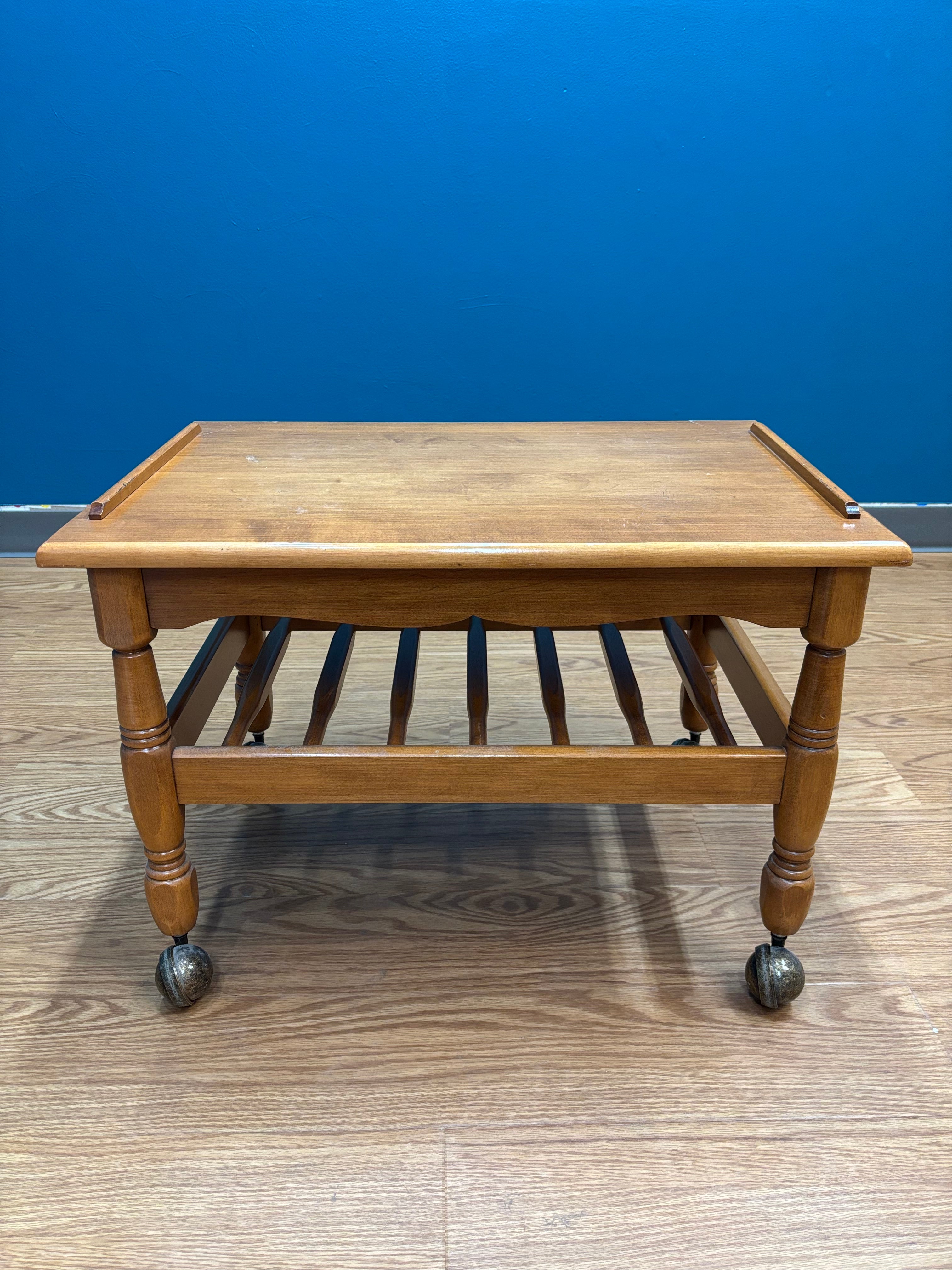Wood Rolling End Table
