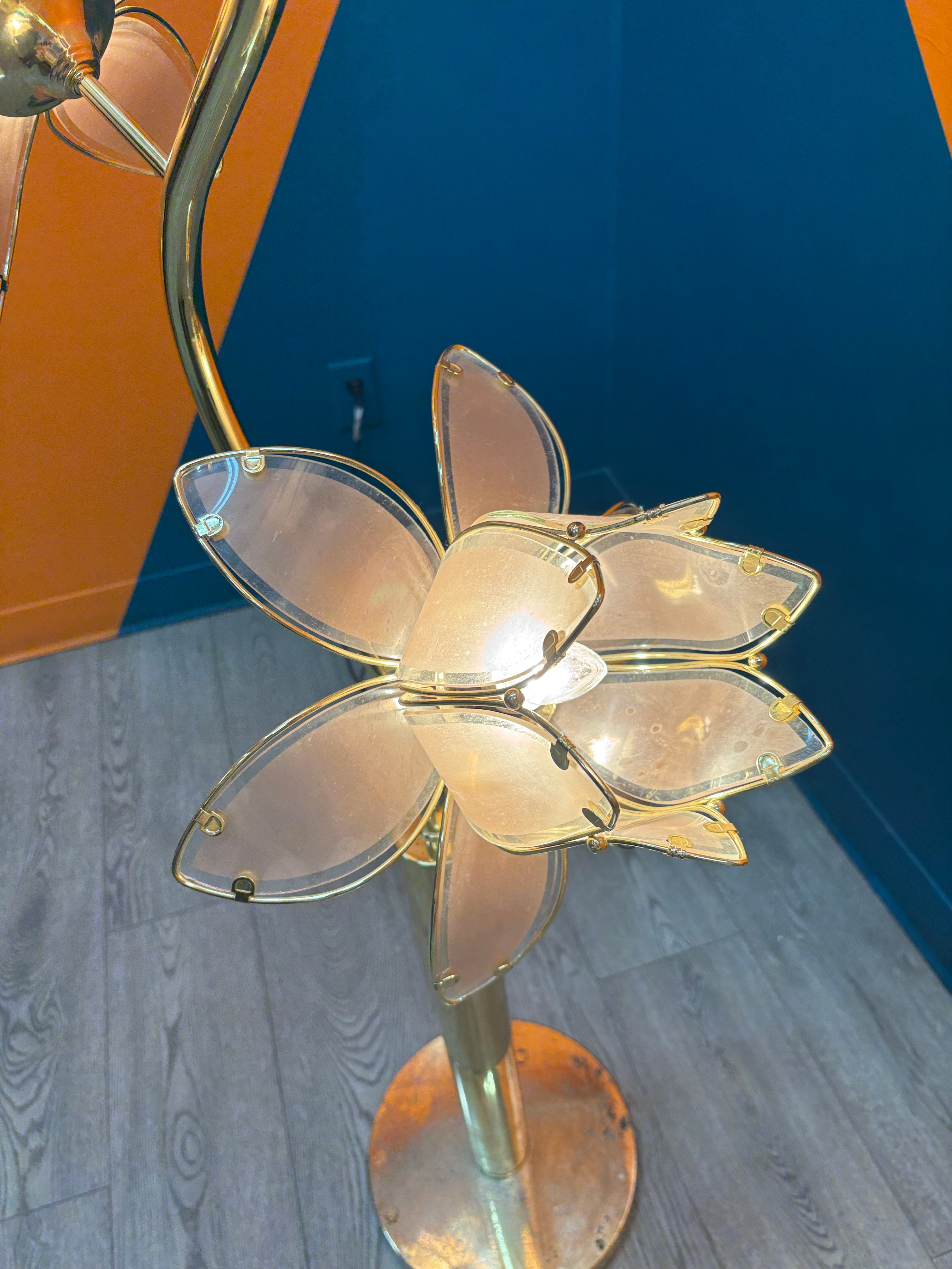 Pink & Gold Floor Lotus Lamp
