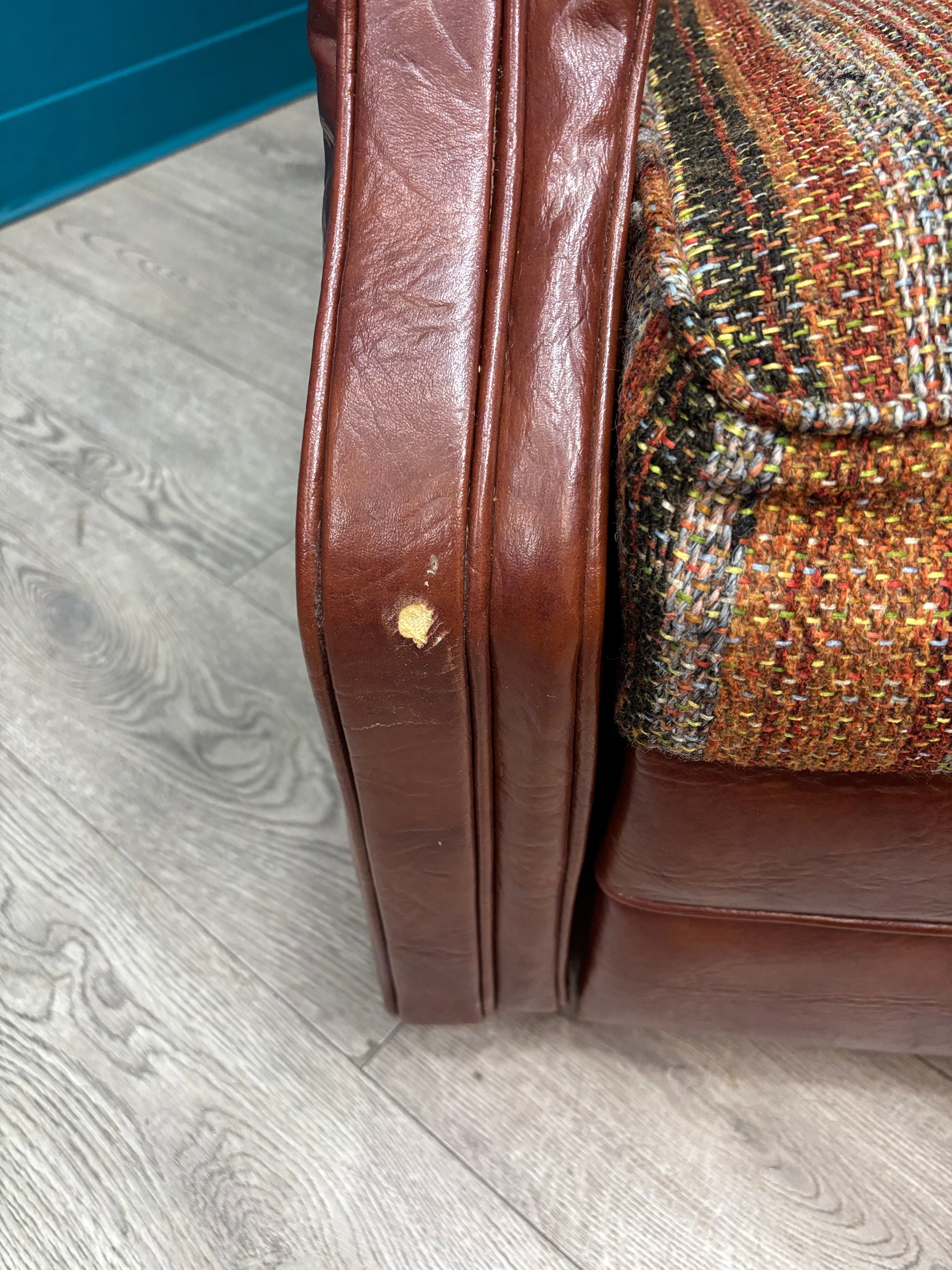 Plaid & Brown Pleather Recliner