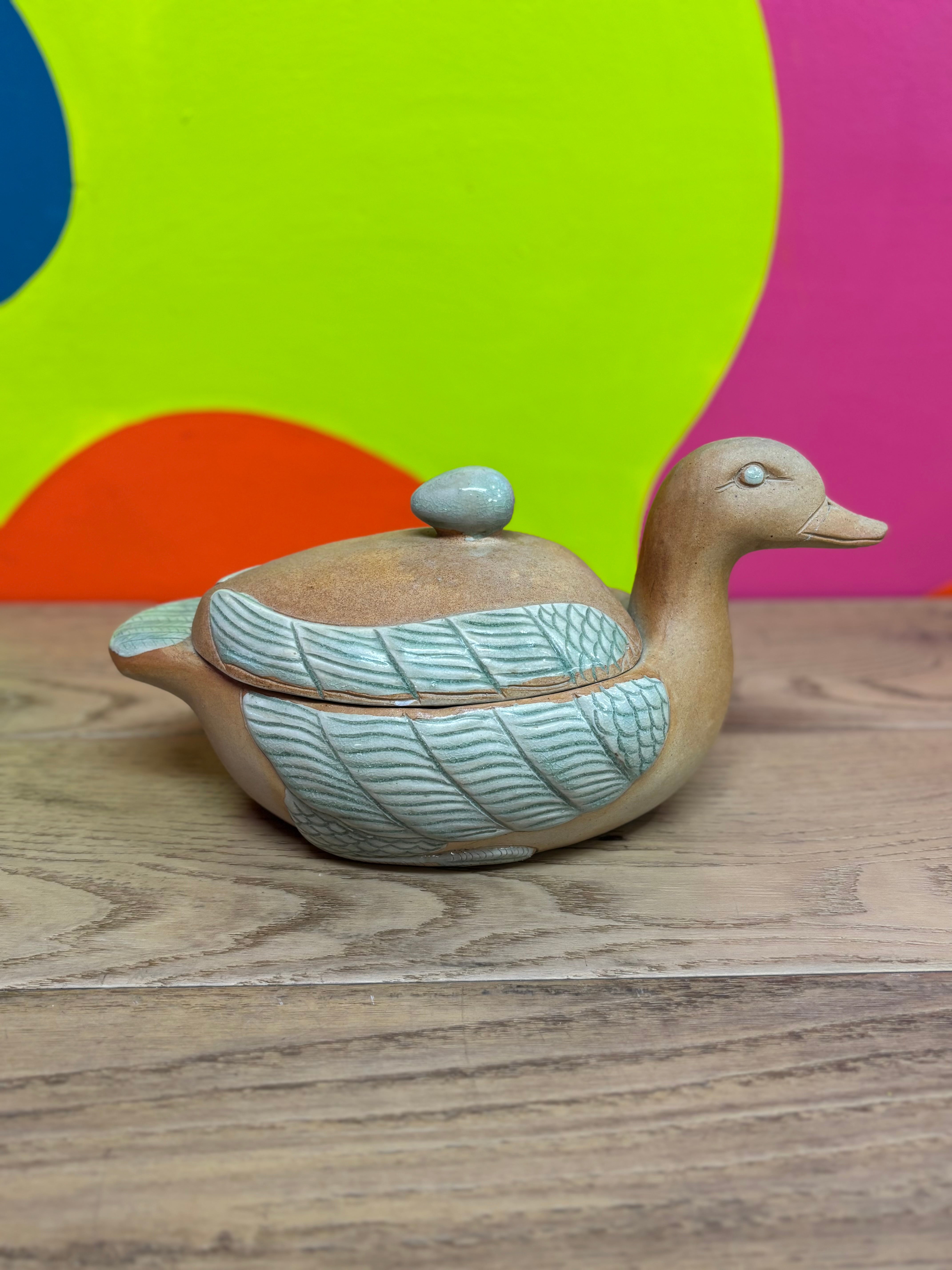 Stoneware Duck Jar