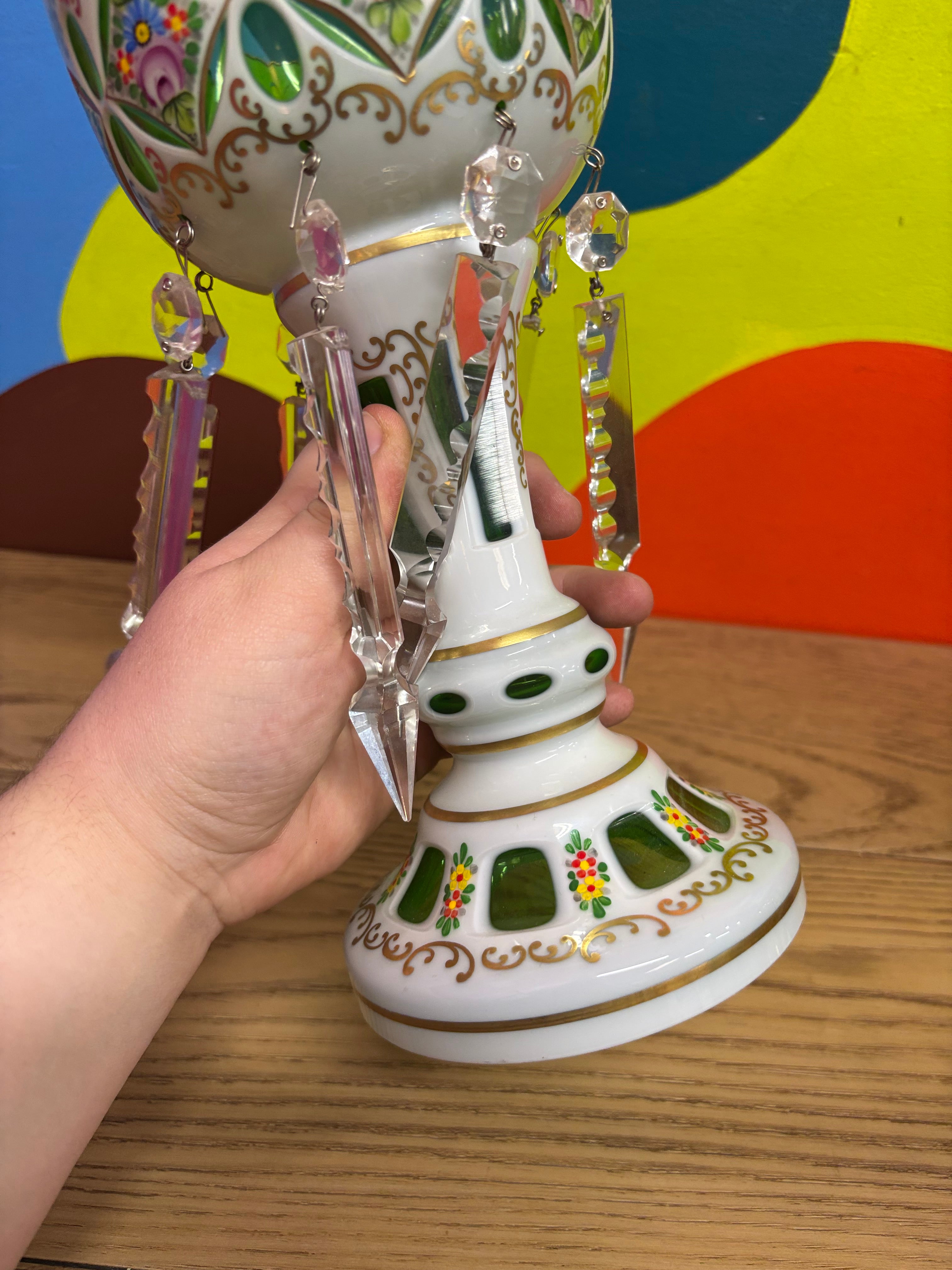 Czech Glass Candle Holder (2 available)