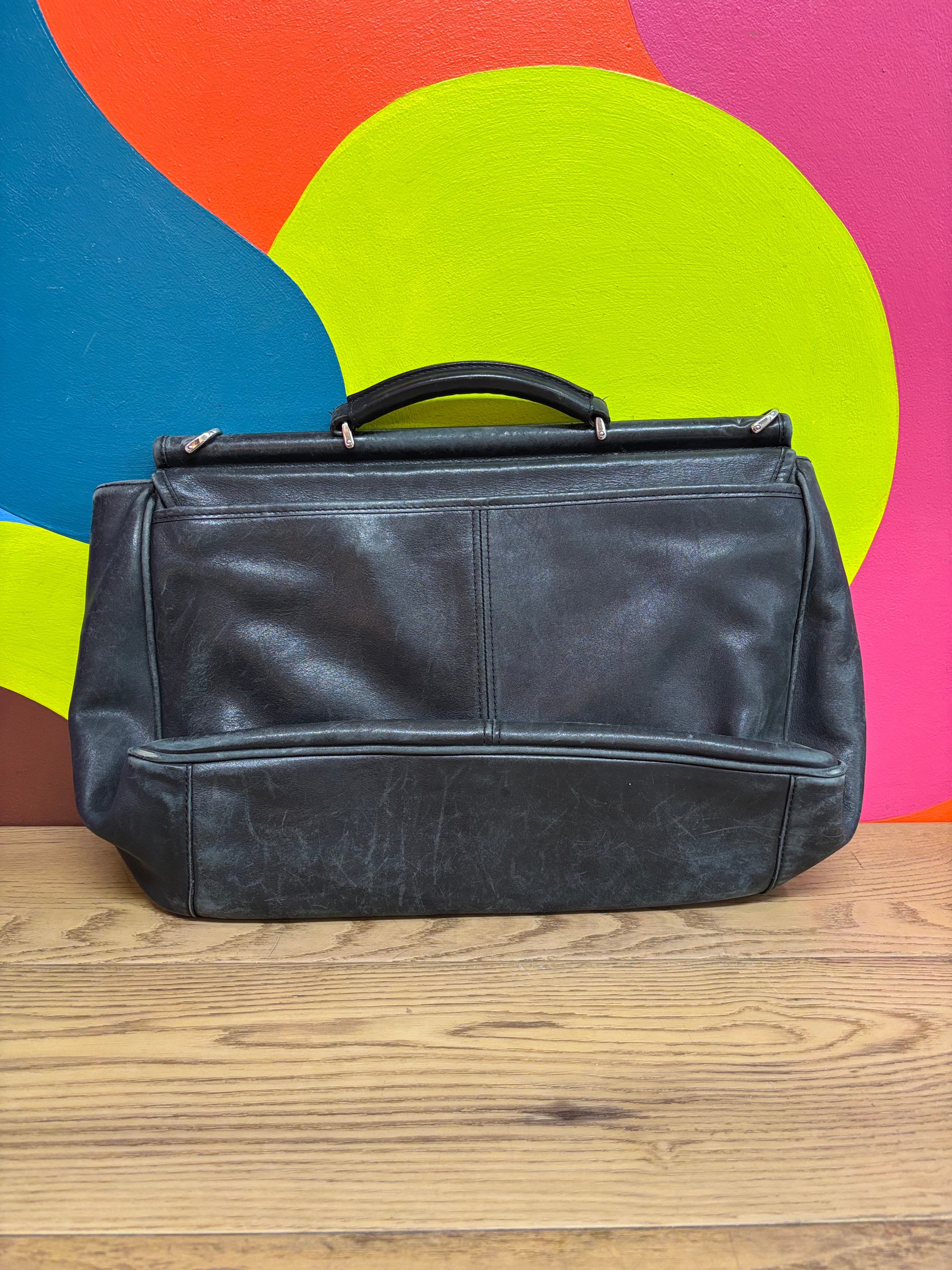 Black Leather Briefcase Shoulder Bag