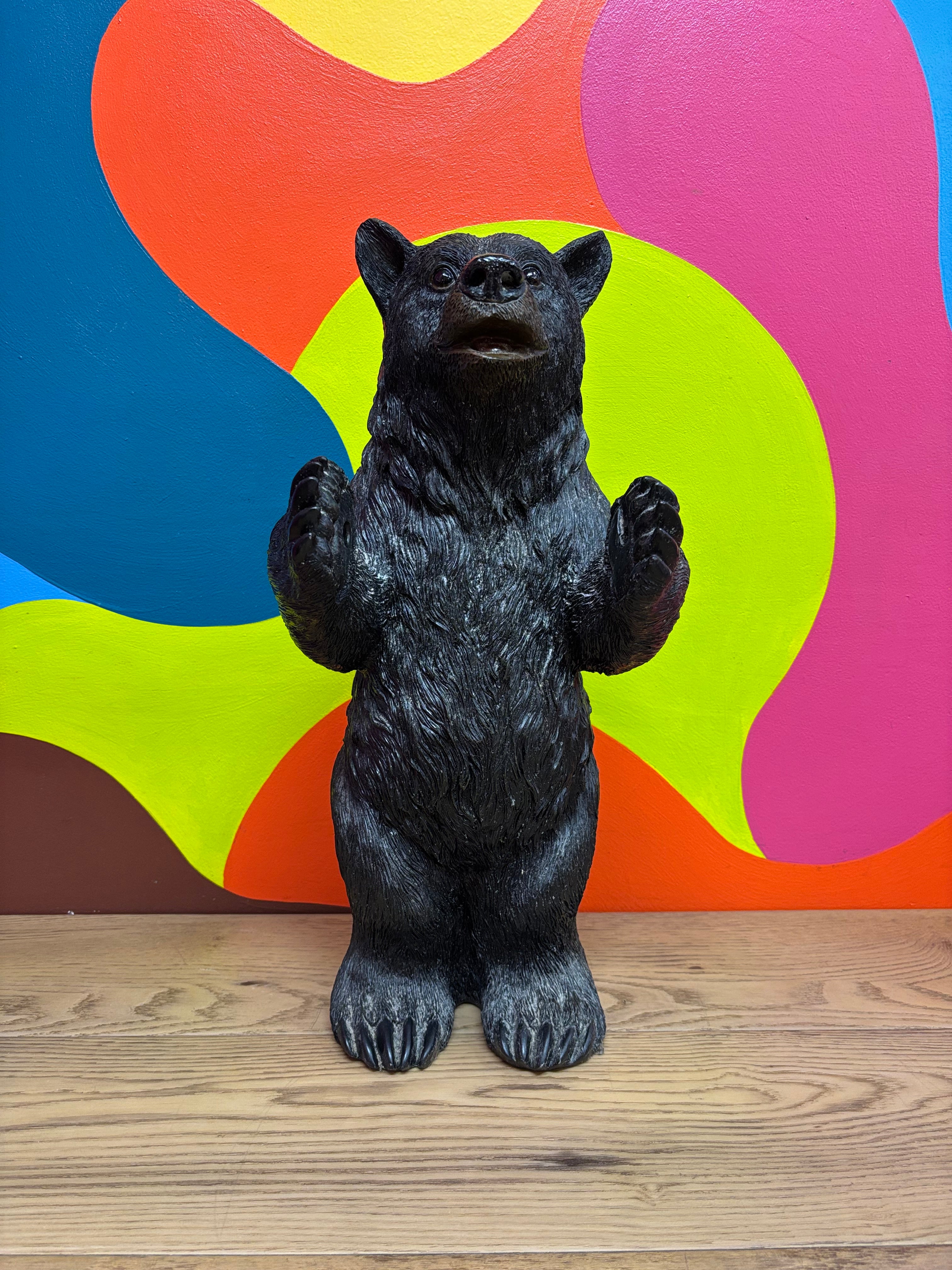 Small Standing Black Bear Toilet Paper Holder