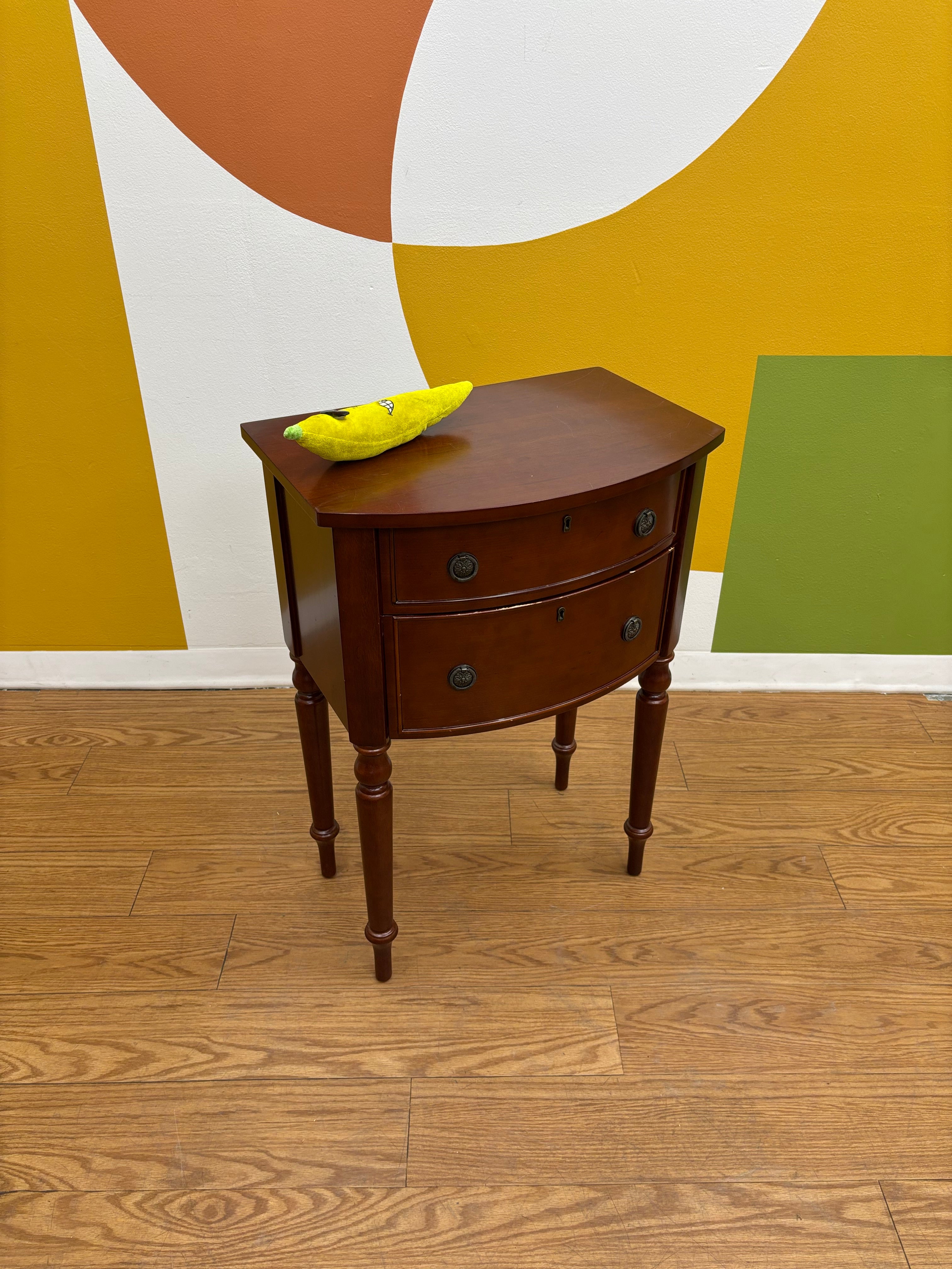 Wood Side Table with Drawers