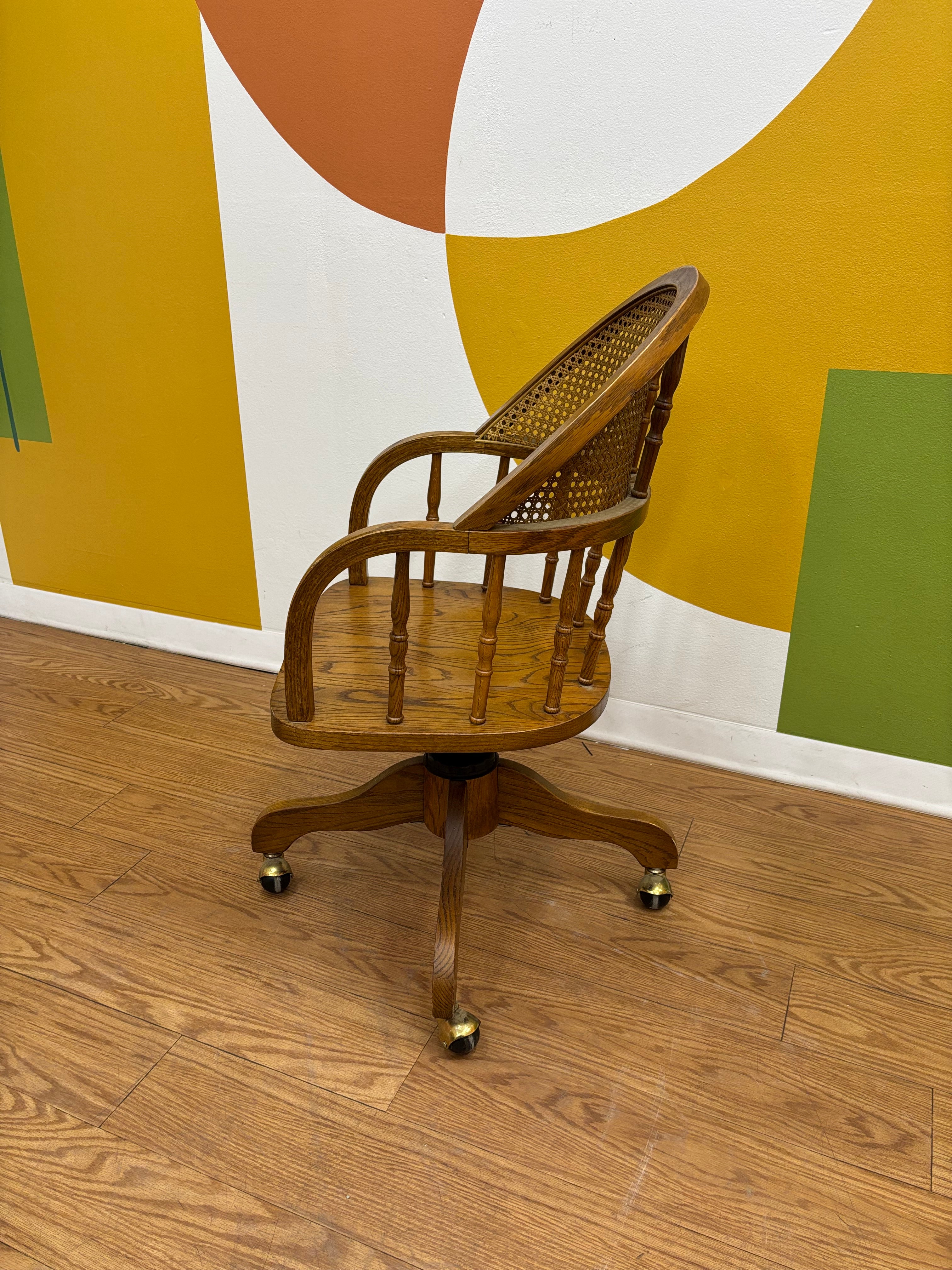 Rolling Desk Chair with Caned Back