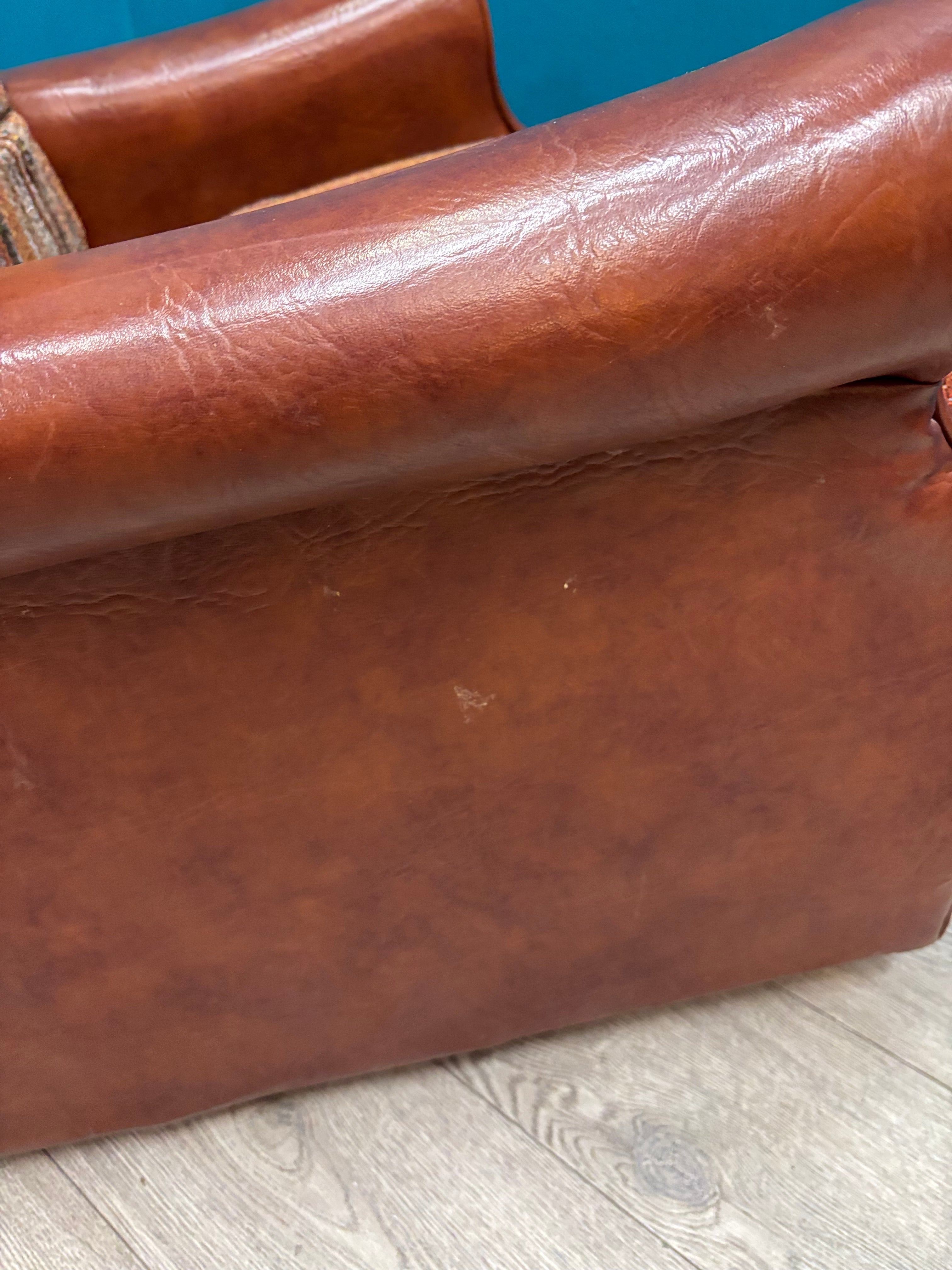 Plaid & Brown Pleather Recliner