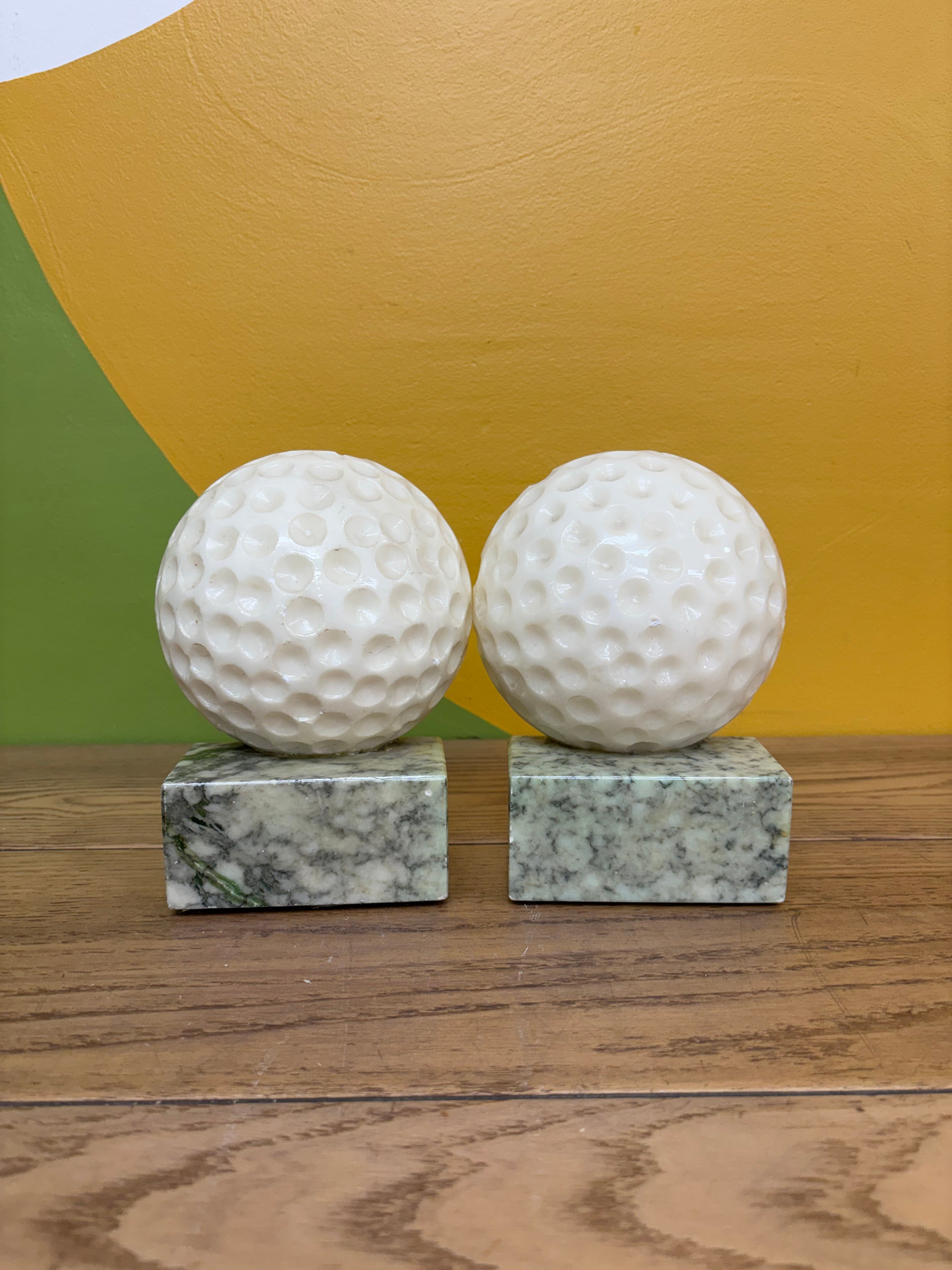 Alabaster Golf Ball Bookends