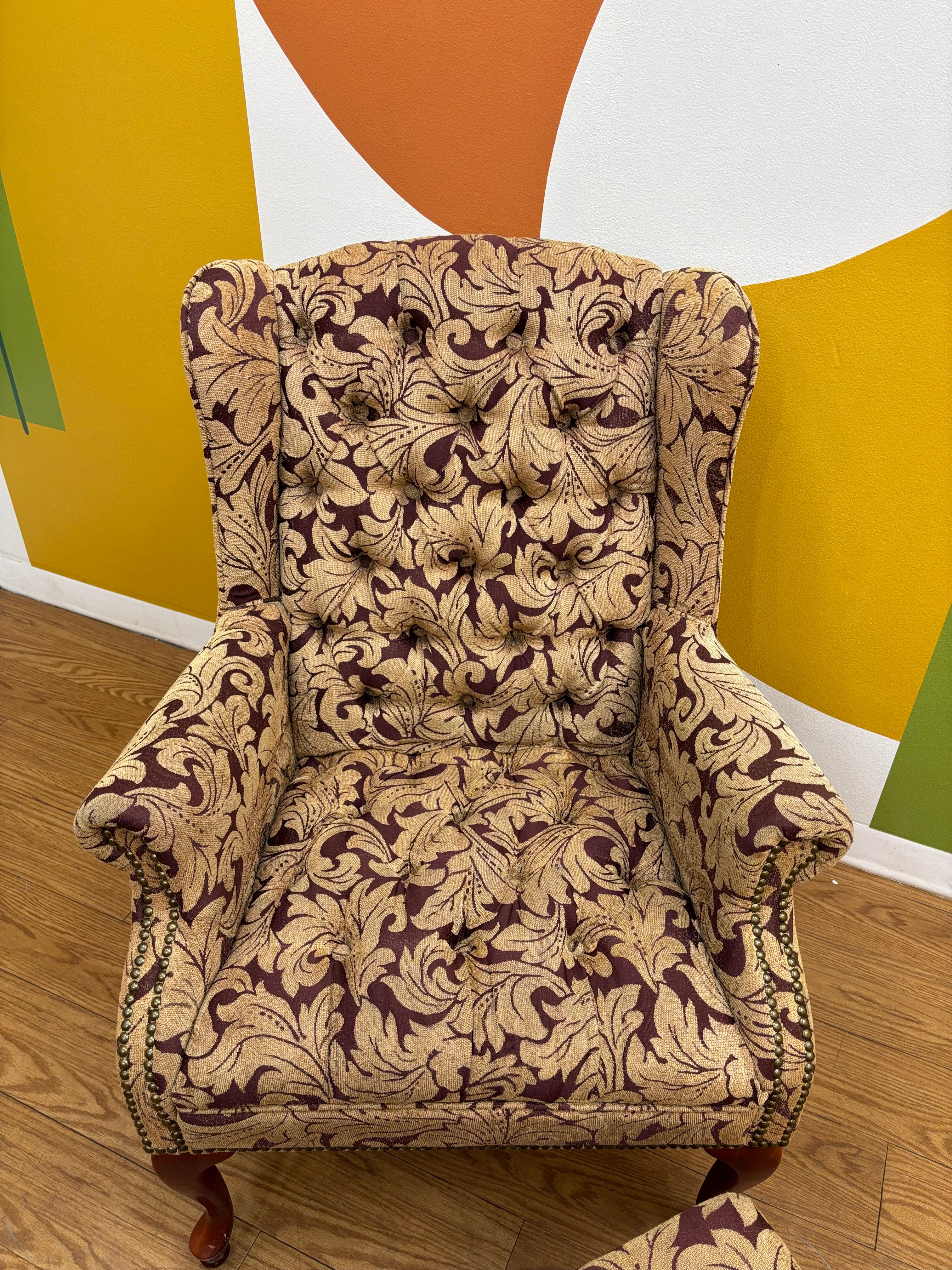 Patterned Armchair & Ottoman