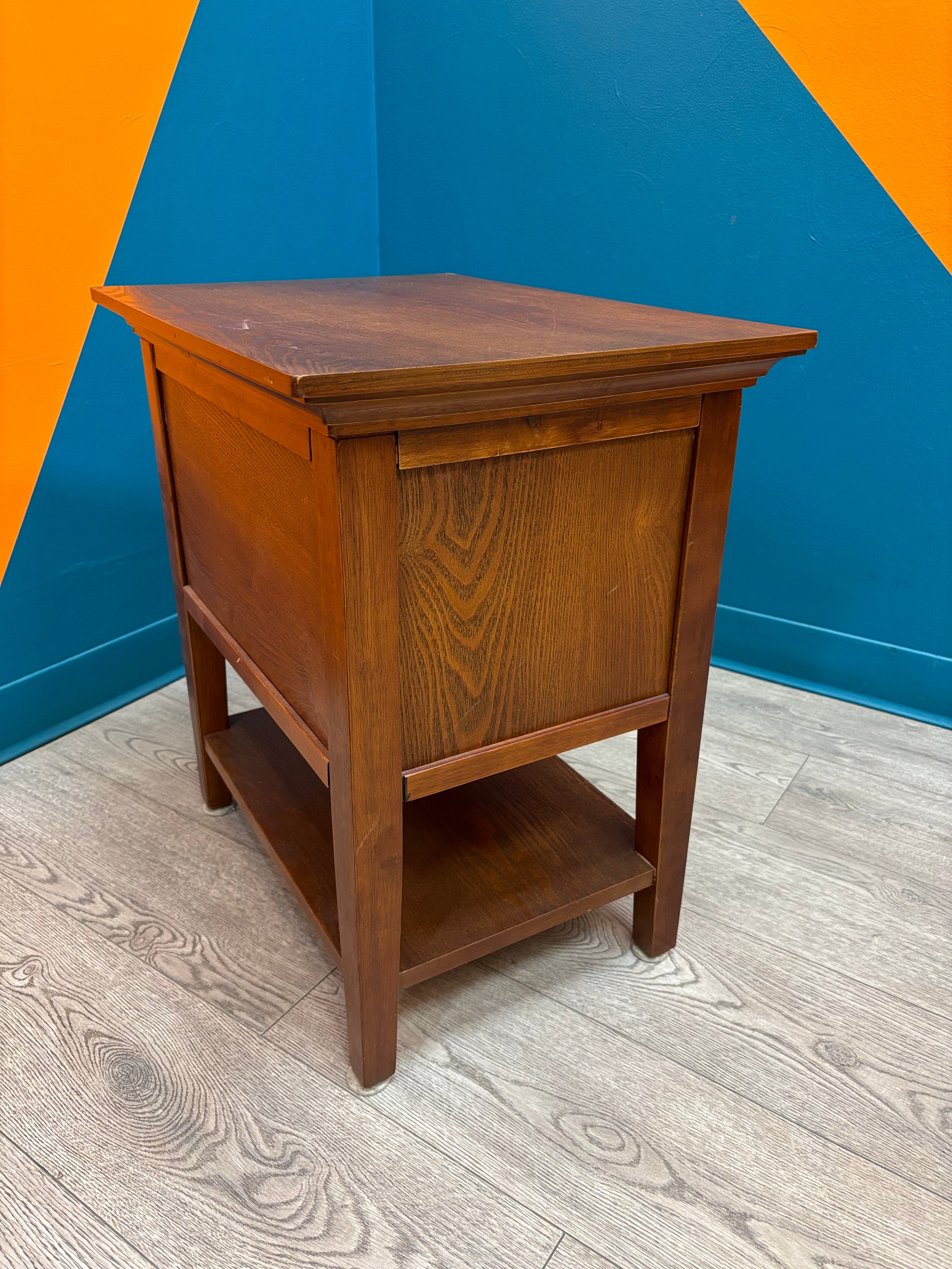 Wood Side Table with Drawers