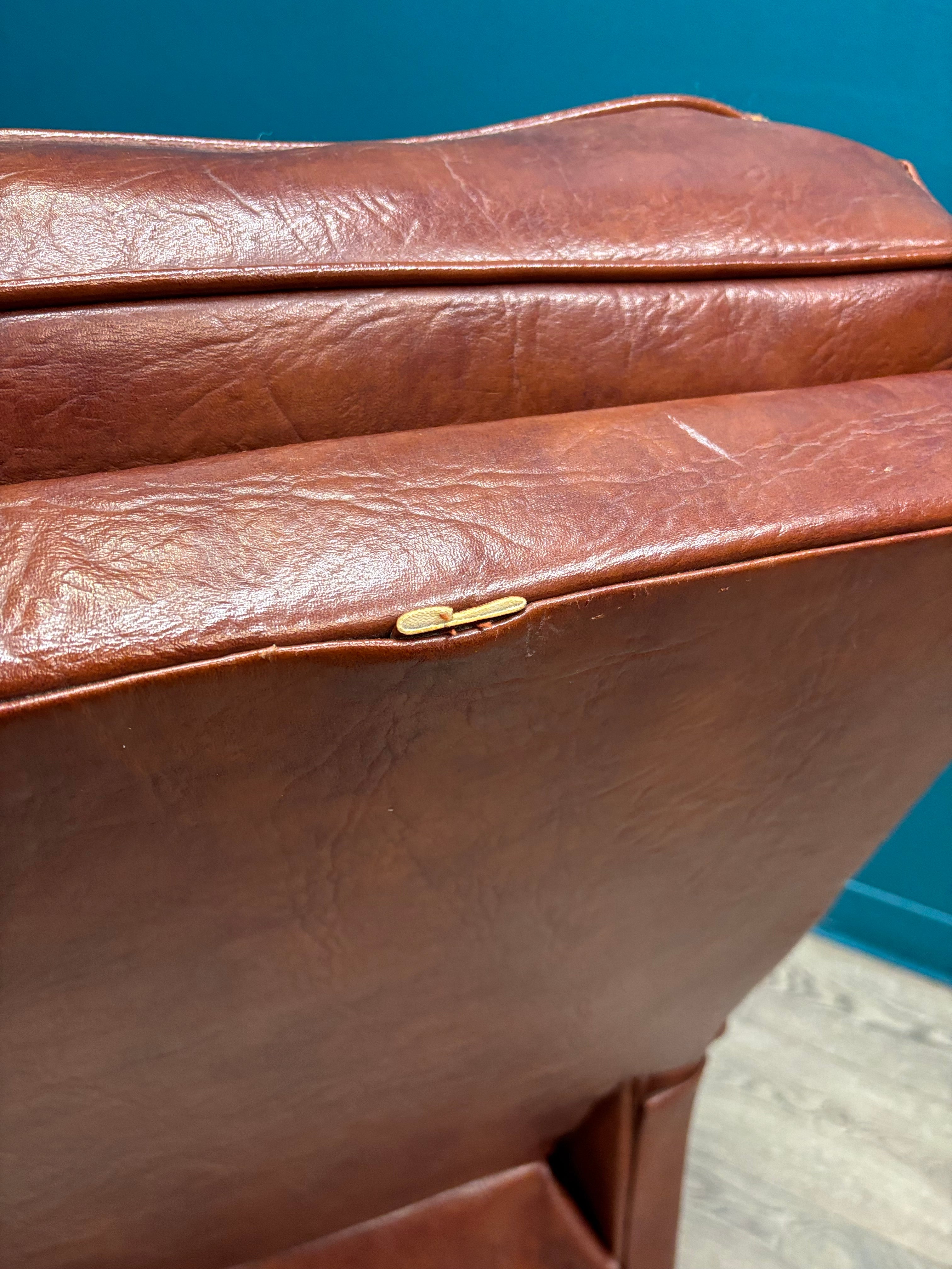 Plaid & Brown Pleather Recliner