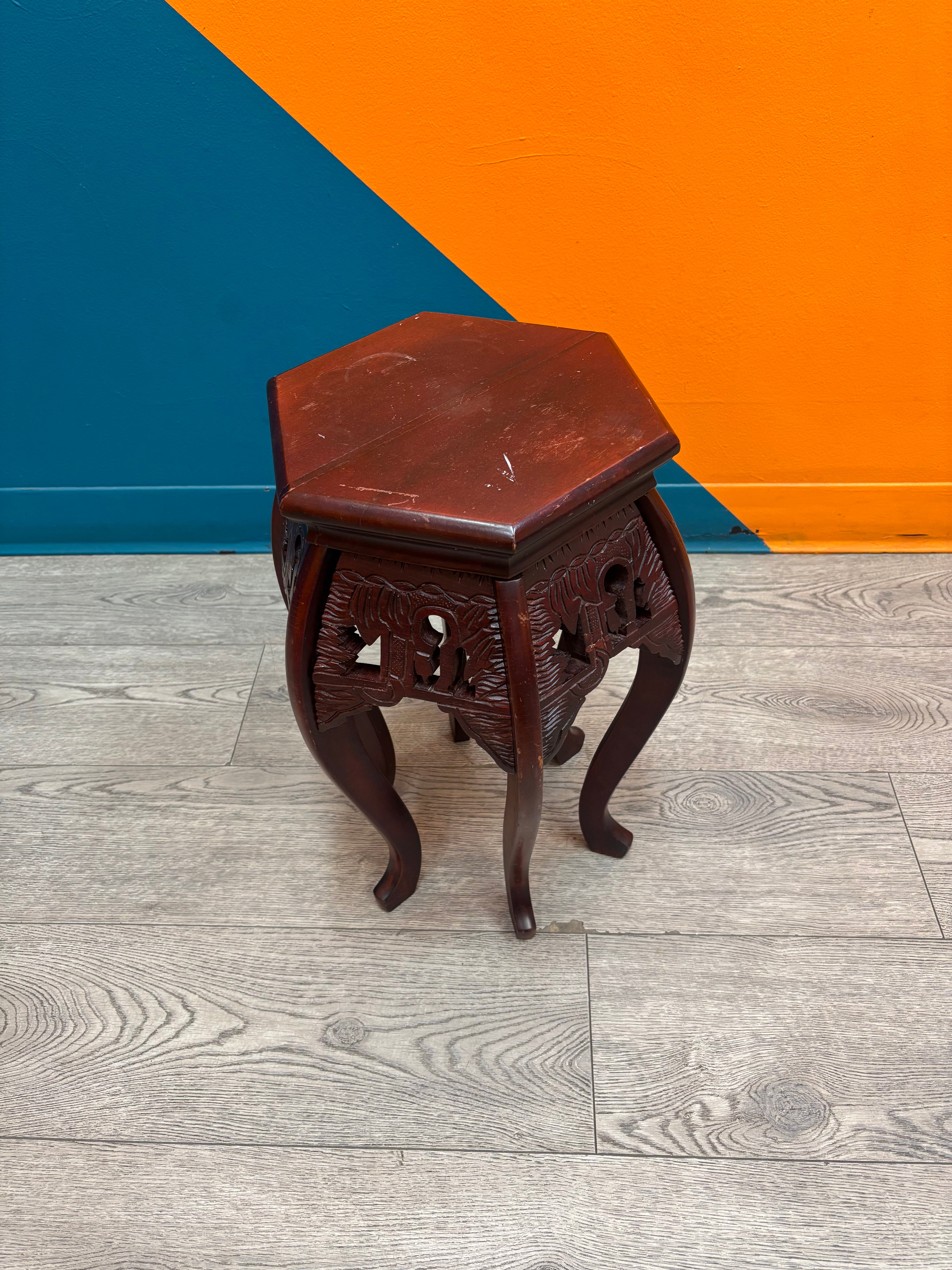 Carved Wood Pedestal Table