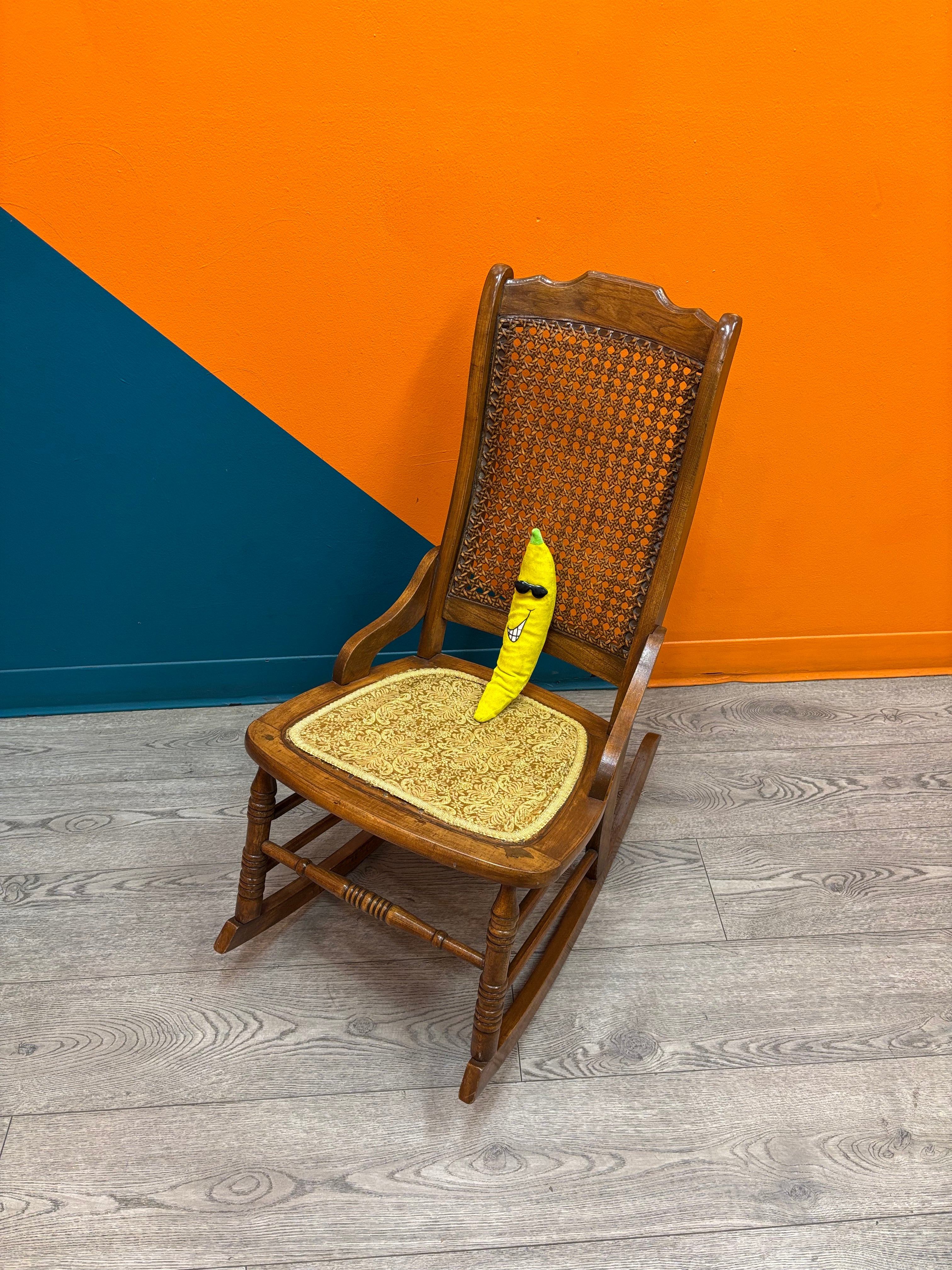 Cane Webbing Wood Rocking Chair