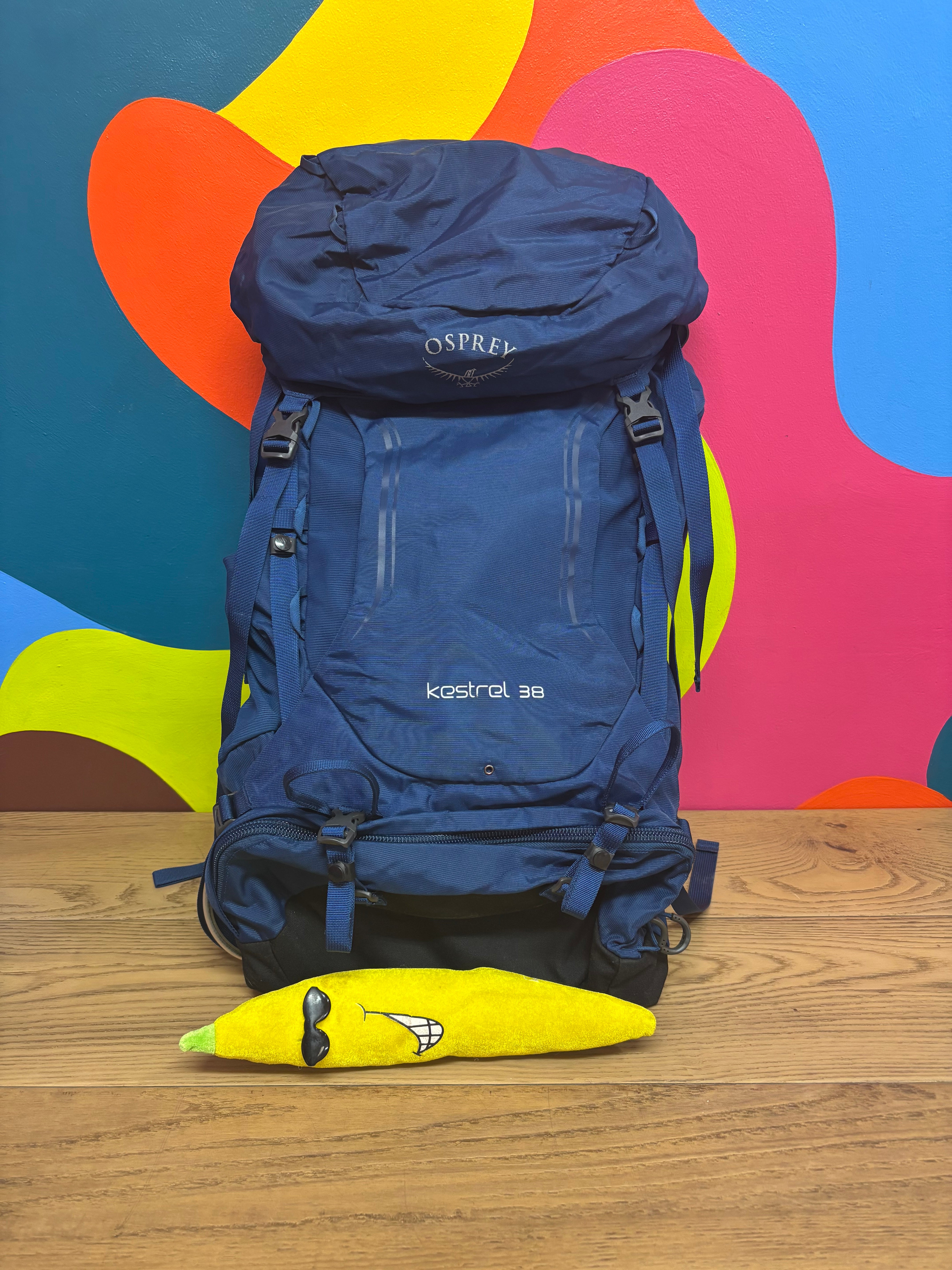 Osprey Blue Kestrel 38 Hiking Backpack