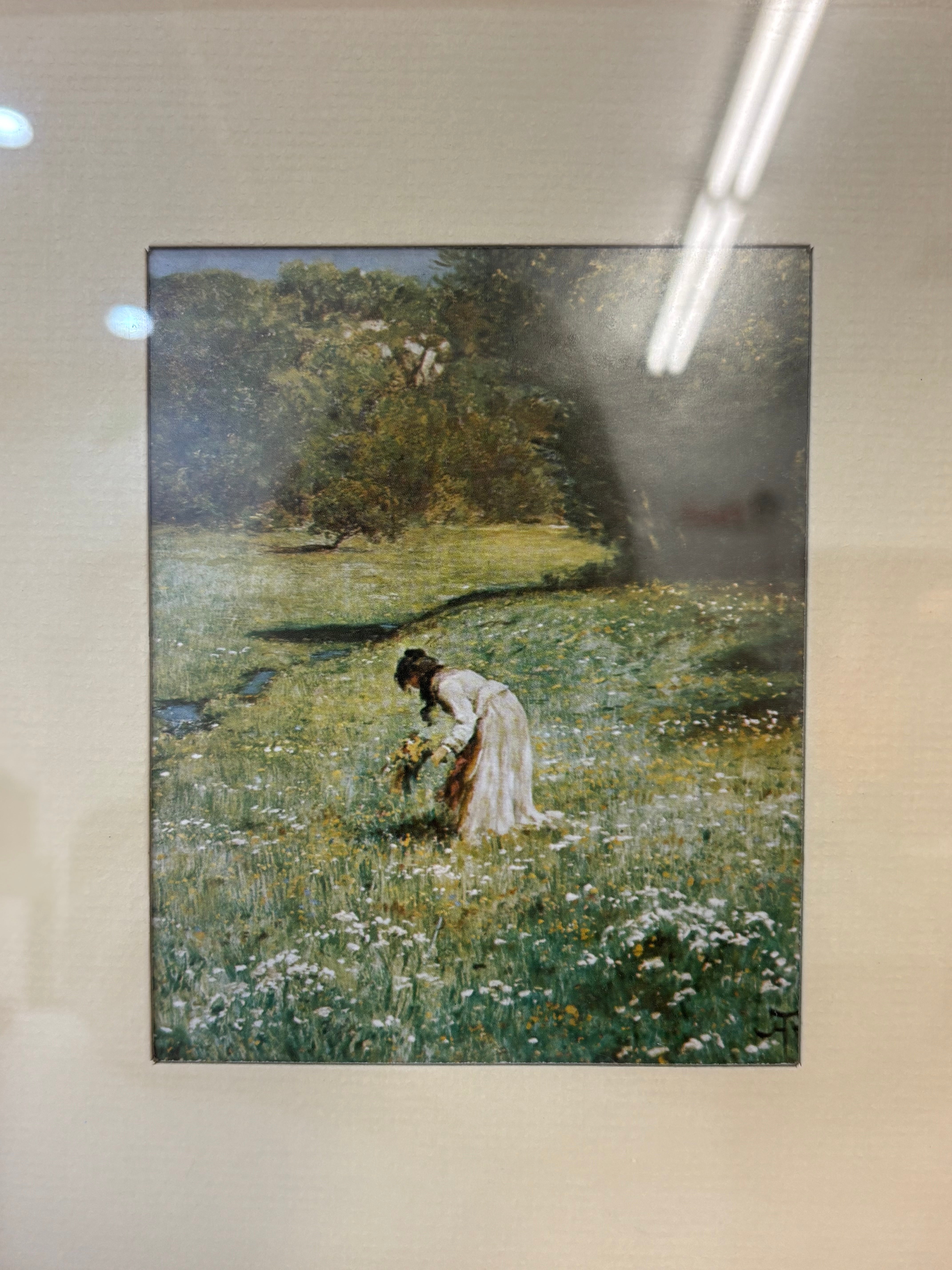 "Girl in the Meadow" By Hans Thoma Framed Print