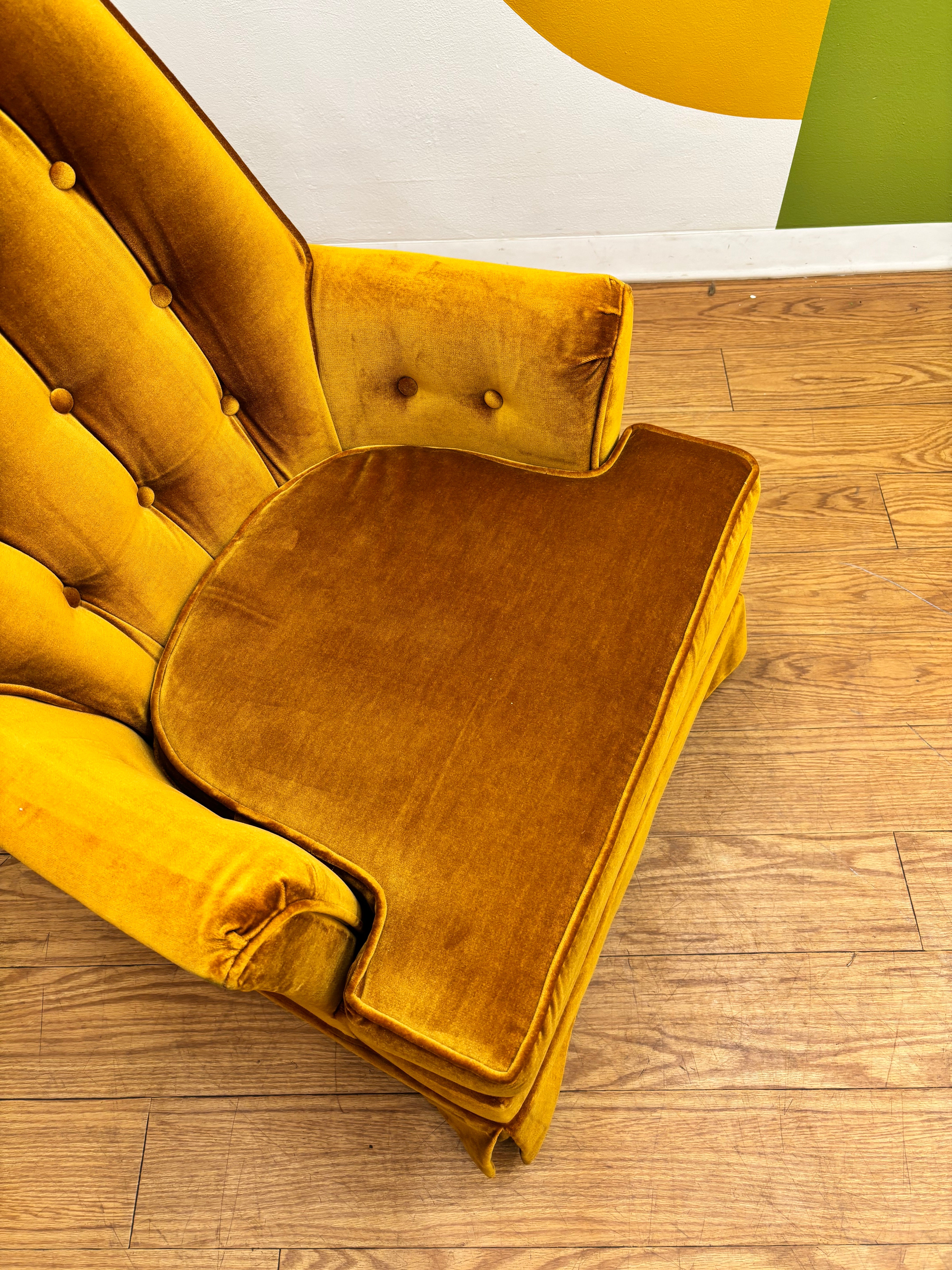 Yellow Velvet Swivel Chair