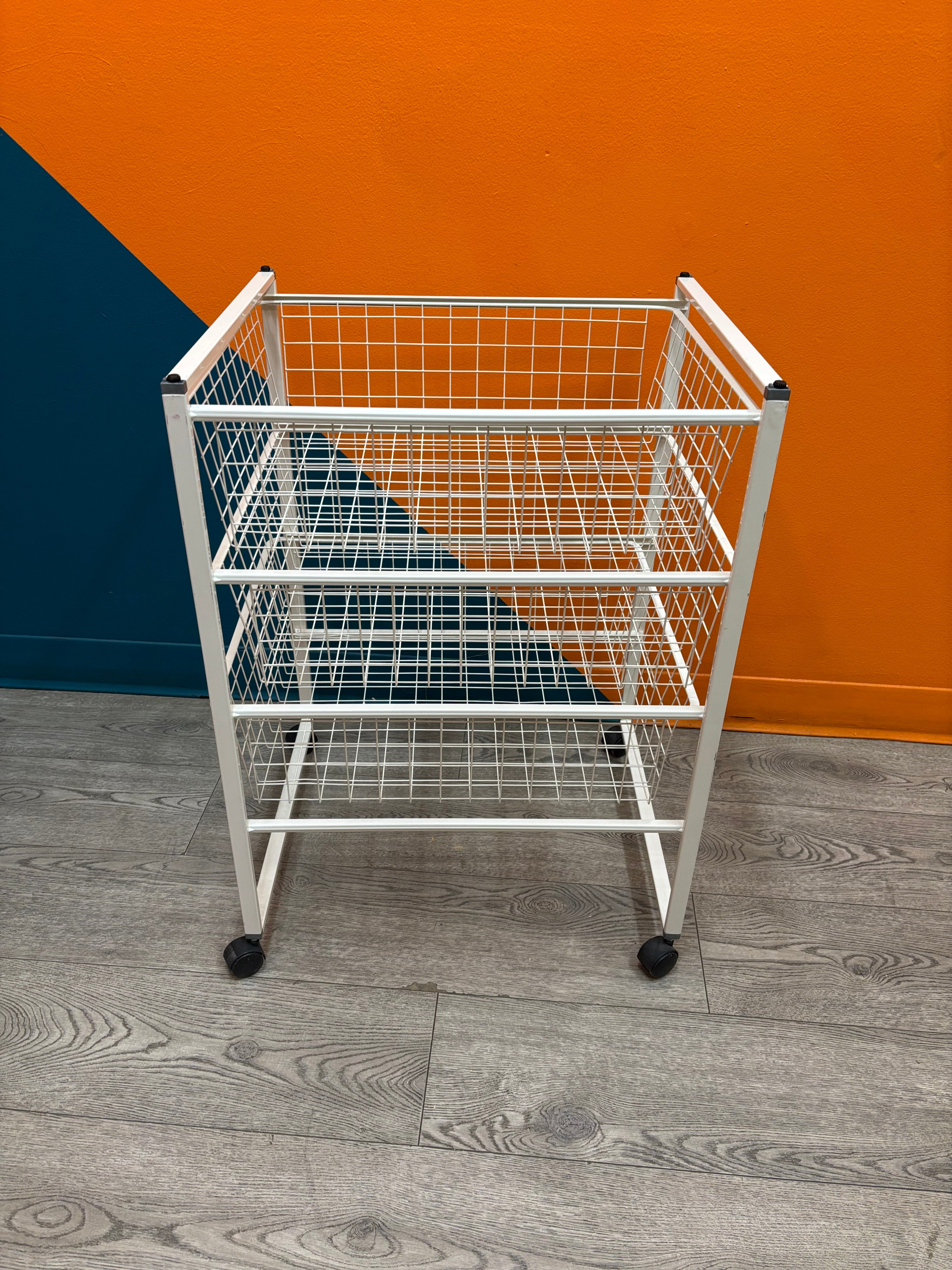 White Wire Basket Storage