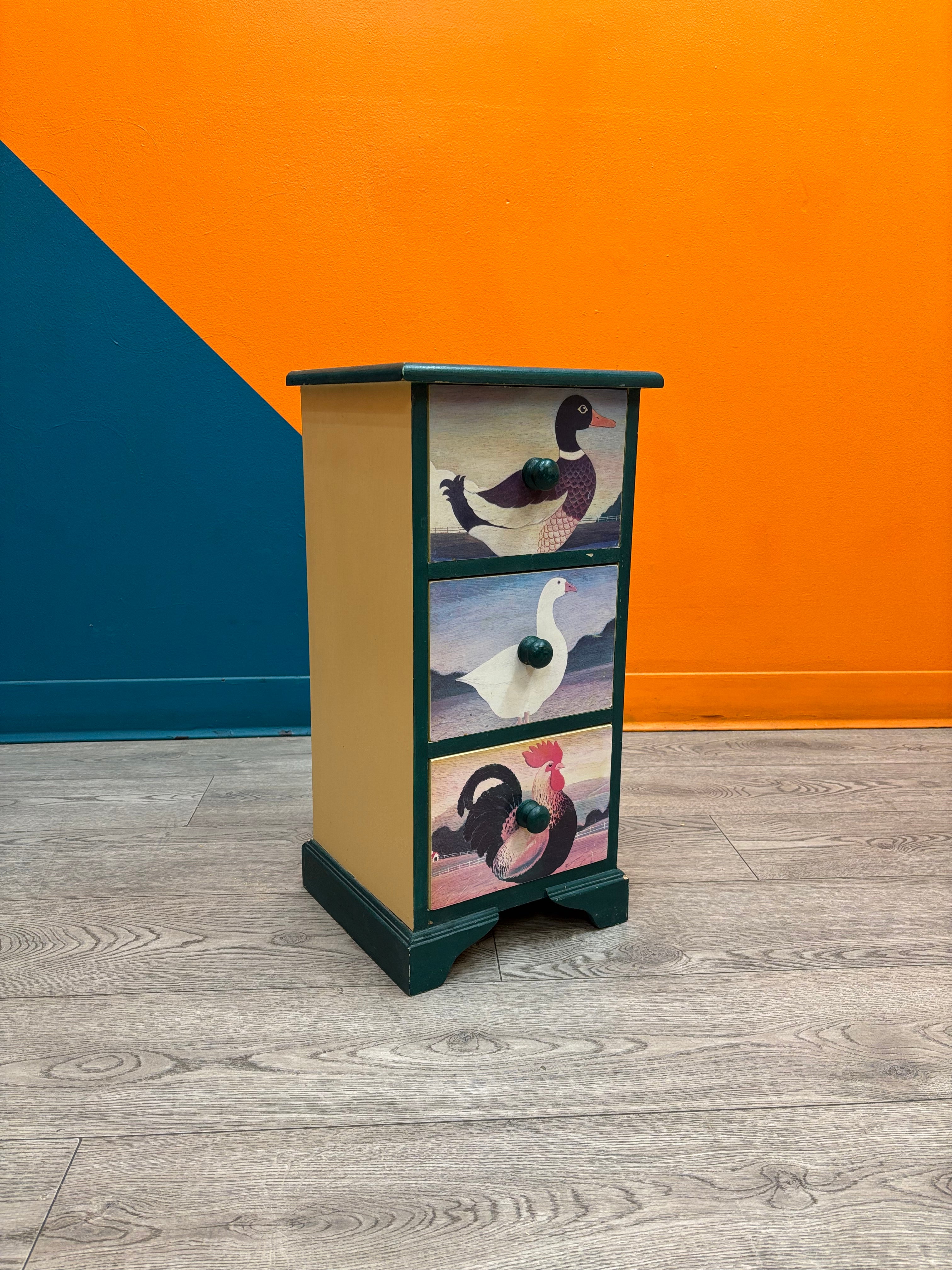 3 Drawer Bird Nightstand