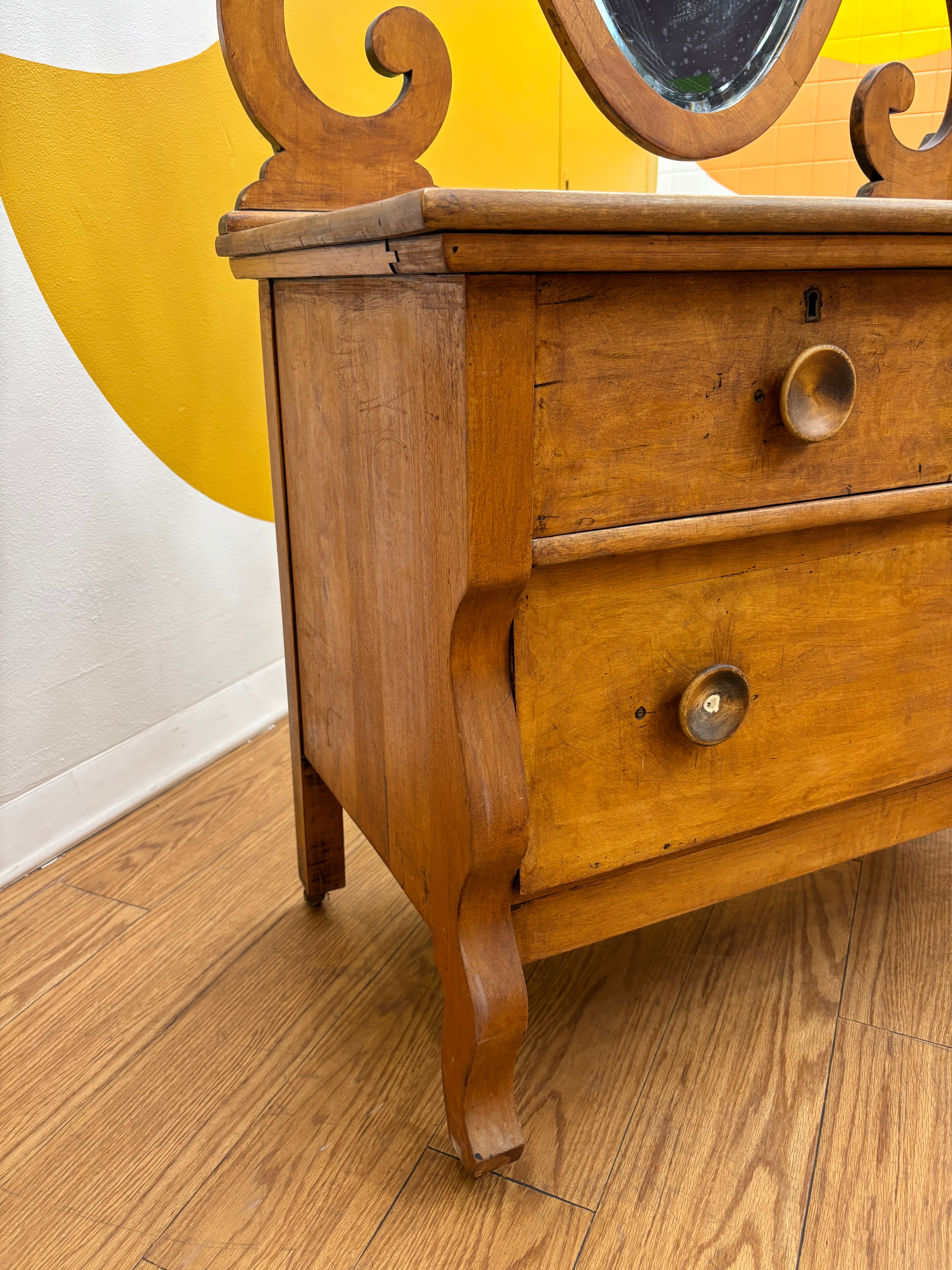Wood Dresser with Mirror