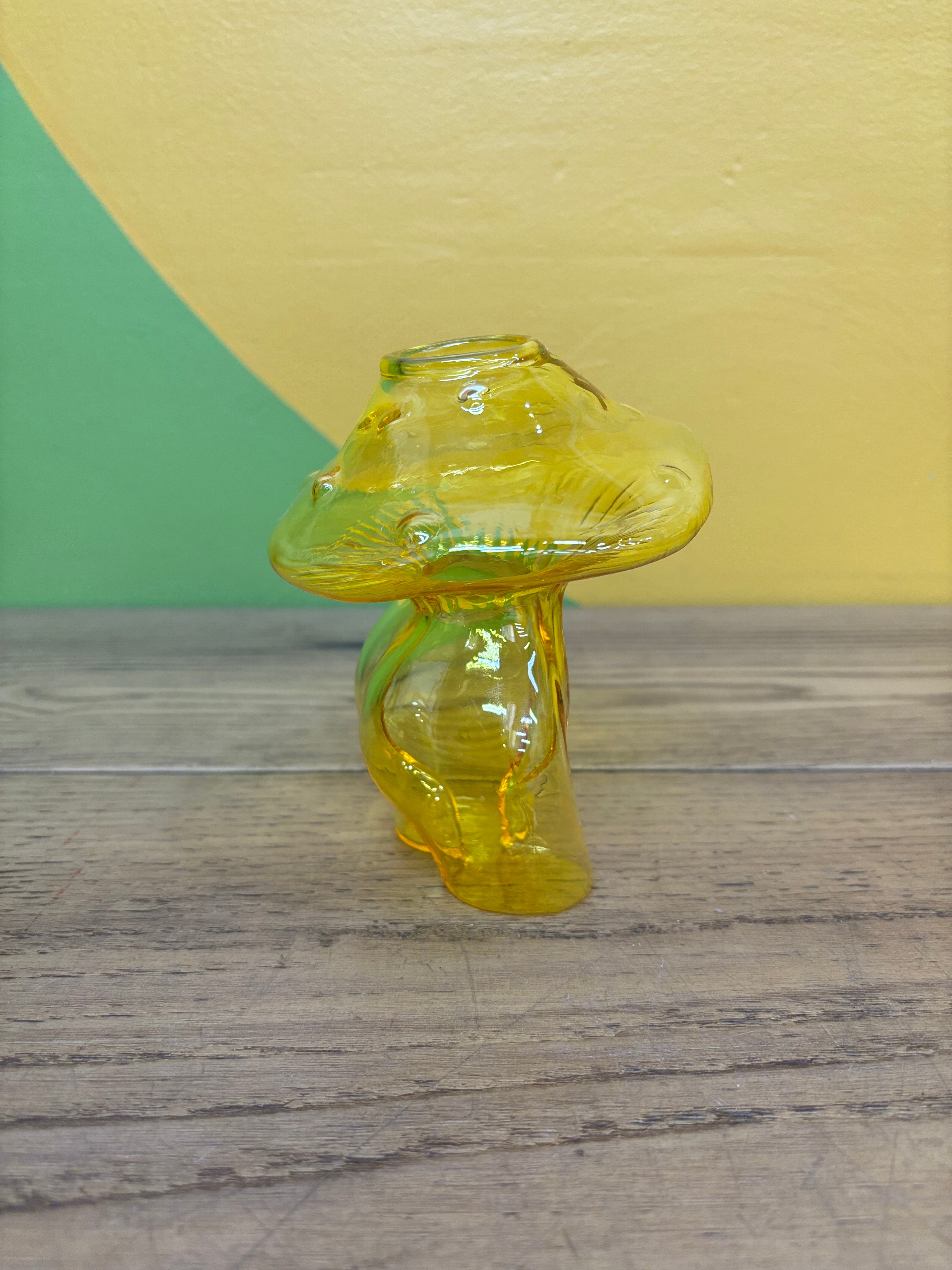Yellow Glass Mushroom Vase